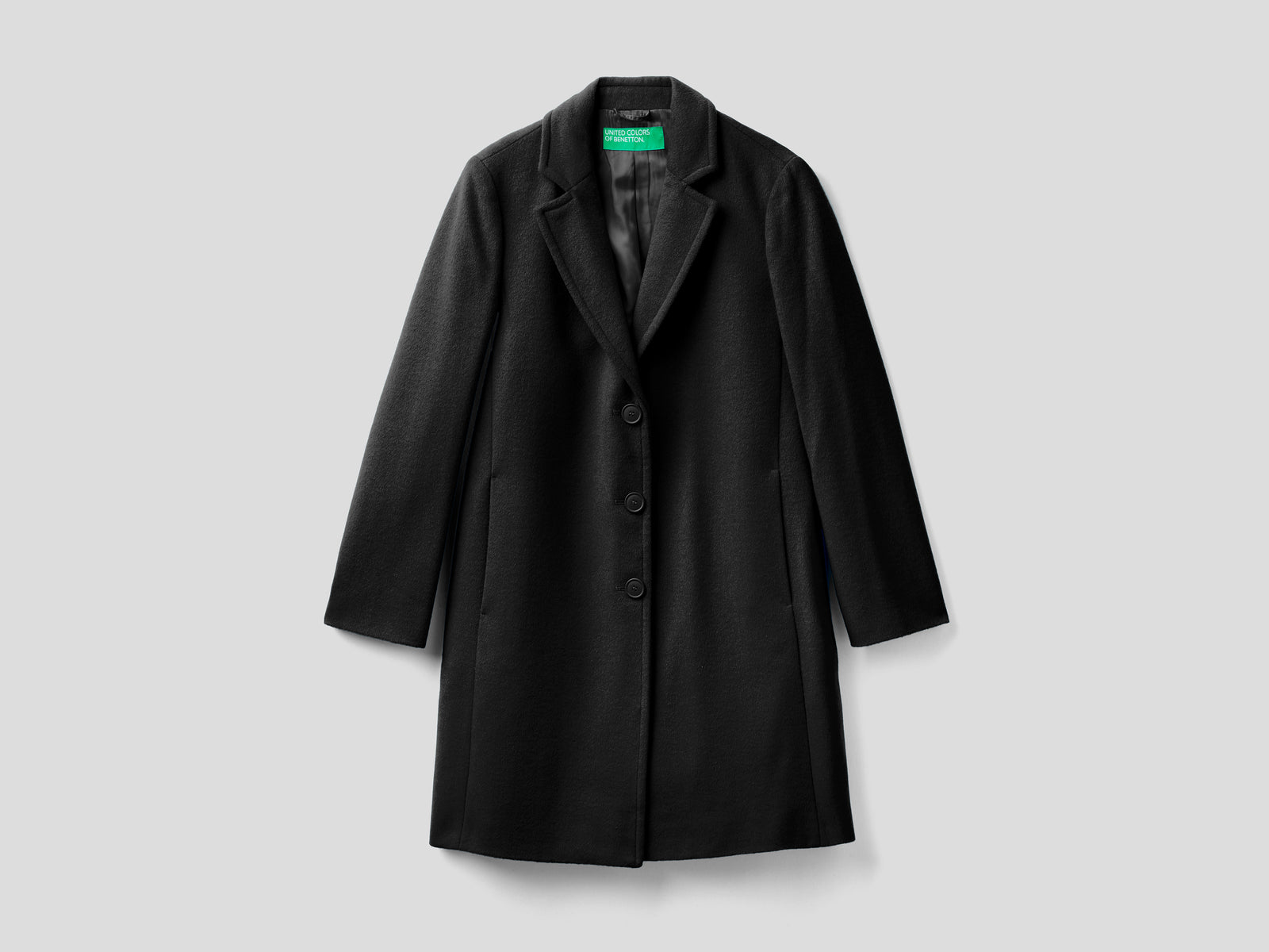Cappotto corto in panno misto lana da donna nero | Benetton Outlet