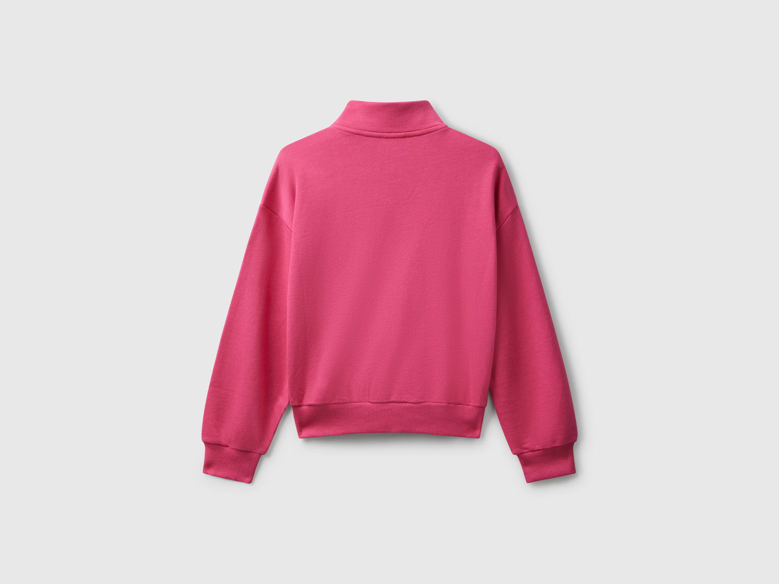 Felpa con zip e stampa da bambina fucsia 2 | Benetton Outlet