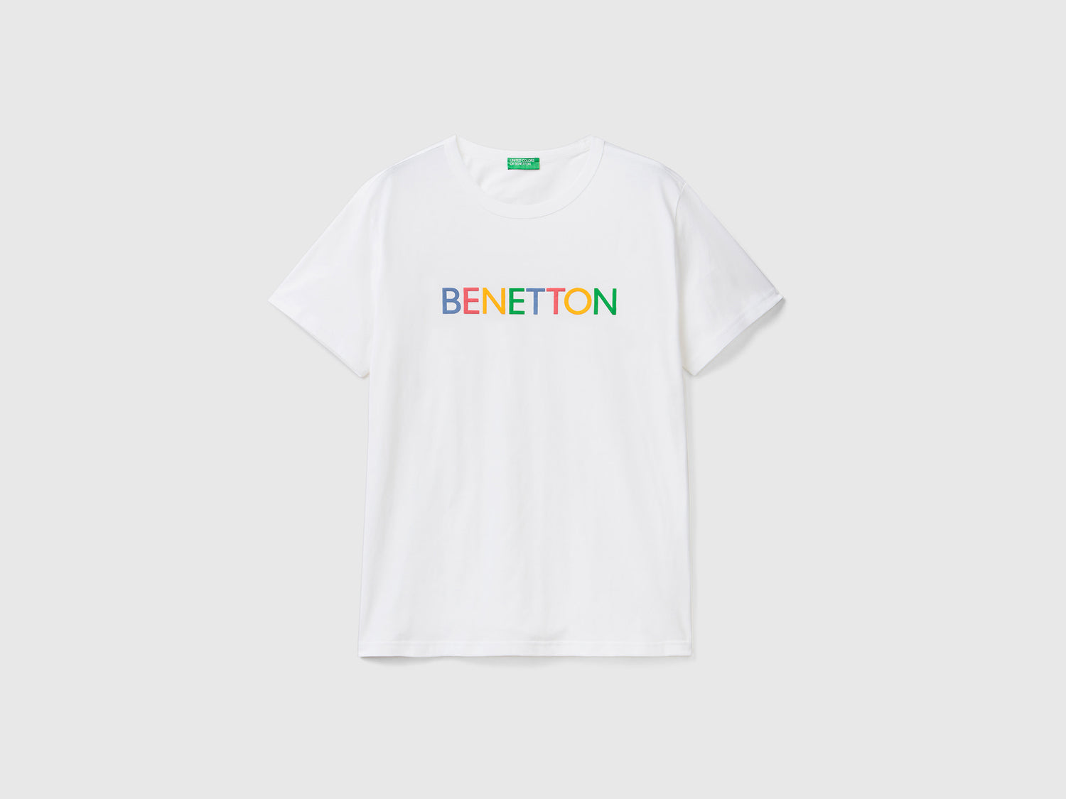 T-shirt in cotone bio con logo da uomo bianco | Benetton Outlet