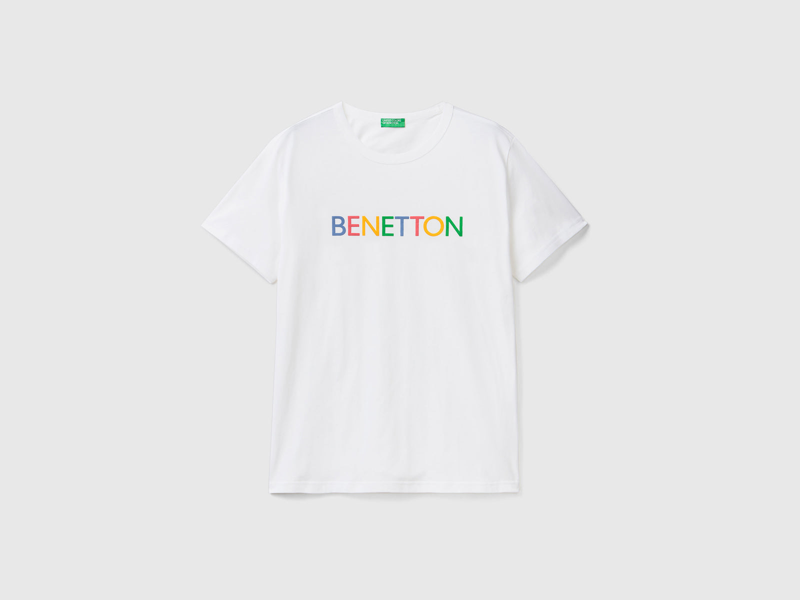 T-shirt in cotone bio con logo da uomo bianco | Benetton Outlet