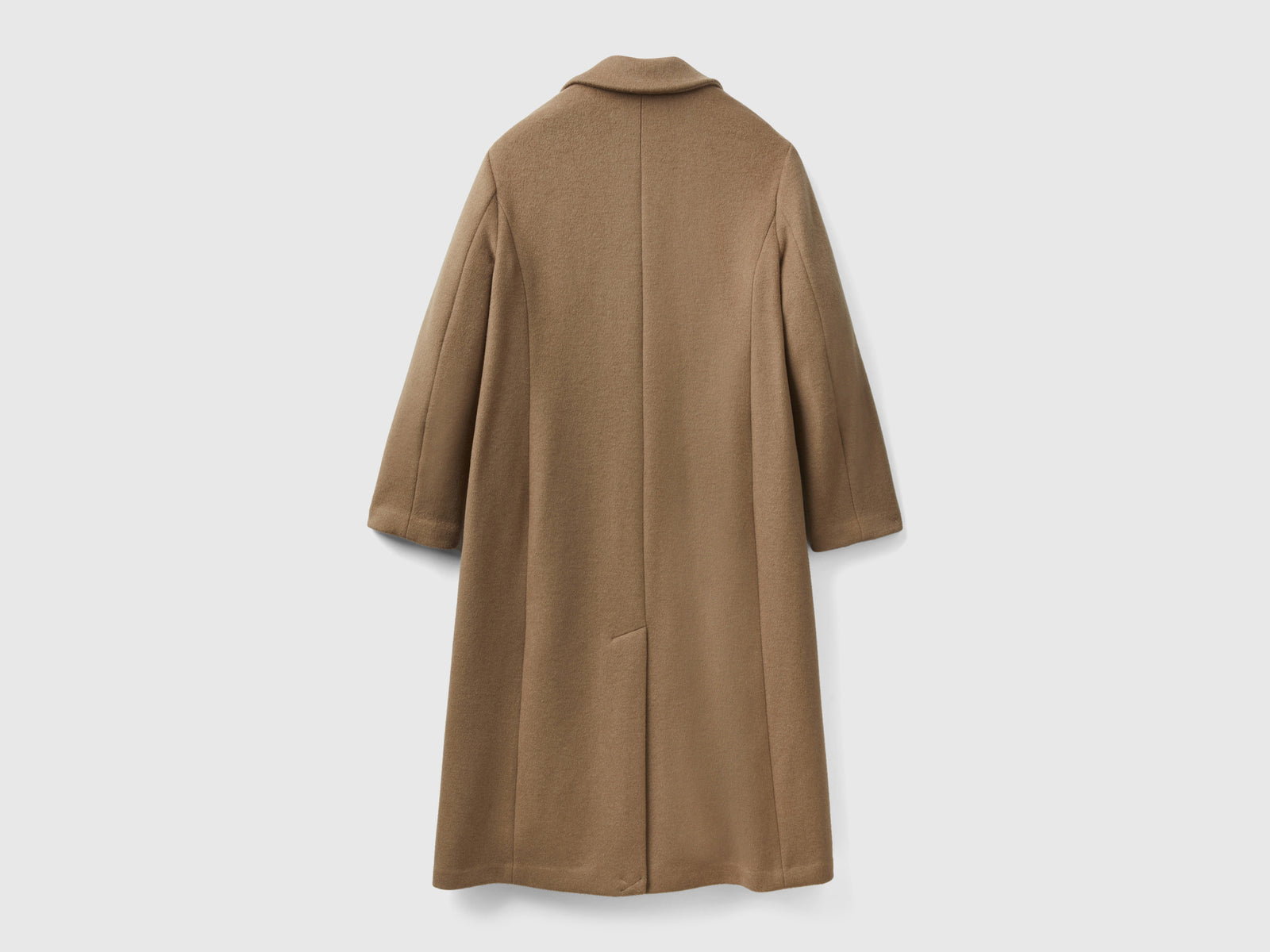 Cappotto midi in misto lana Shetland da donna cammello 2 | Benetton Outlet