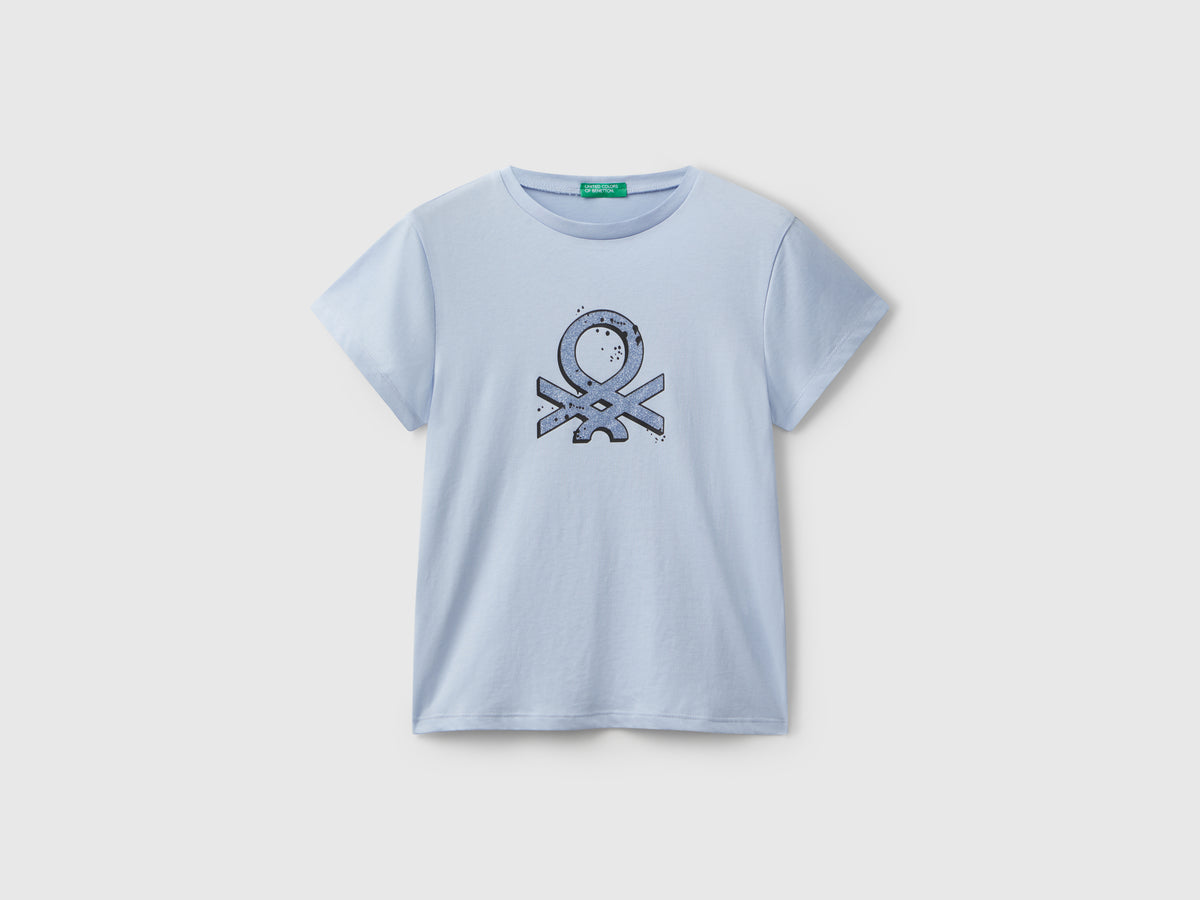 T-shirt con logo glitter