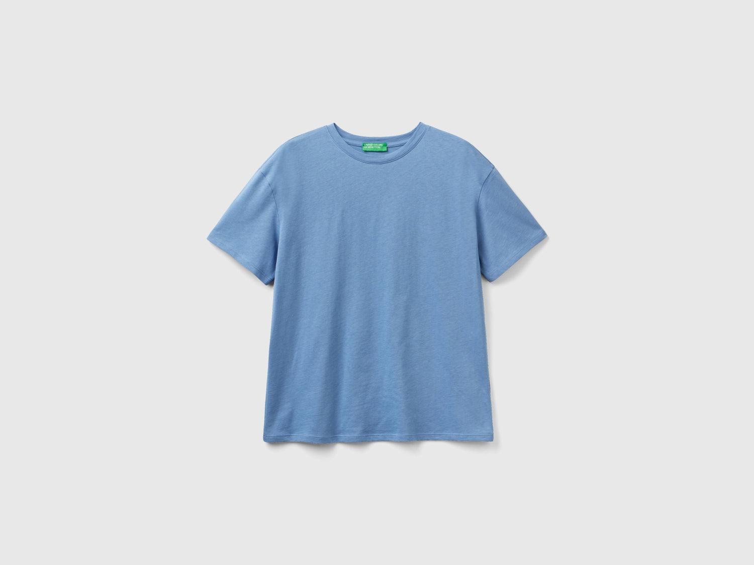 Maglietta manica corta 100% cotone da donna azzurro | Benetton Outlet