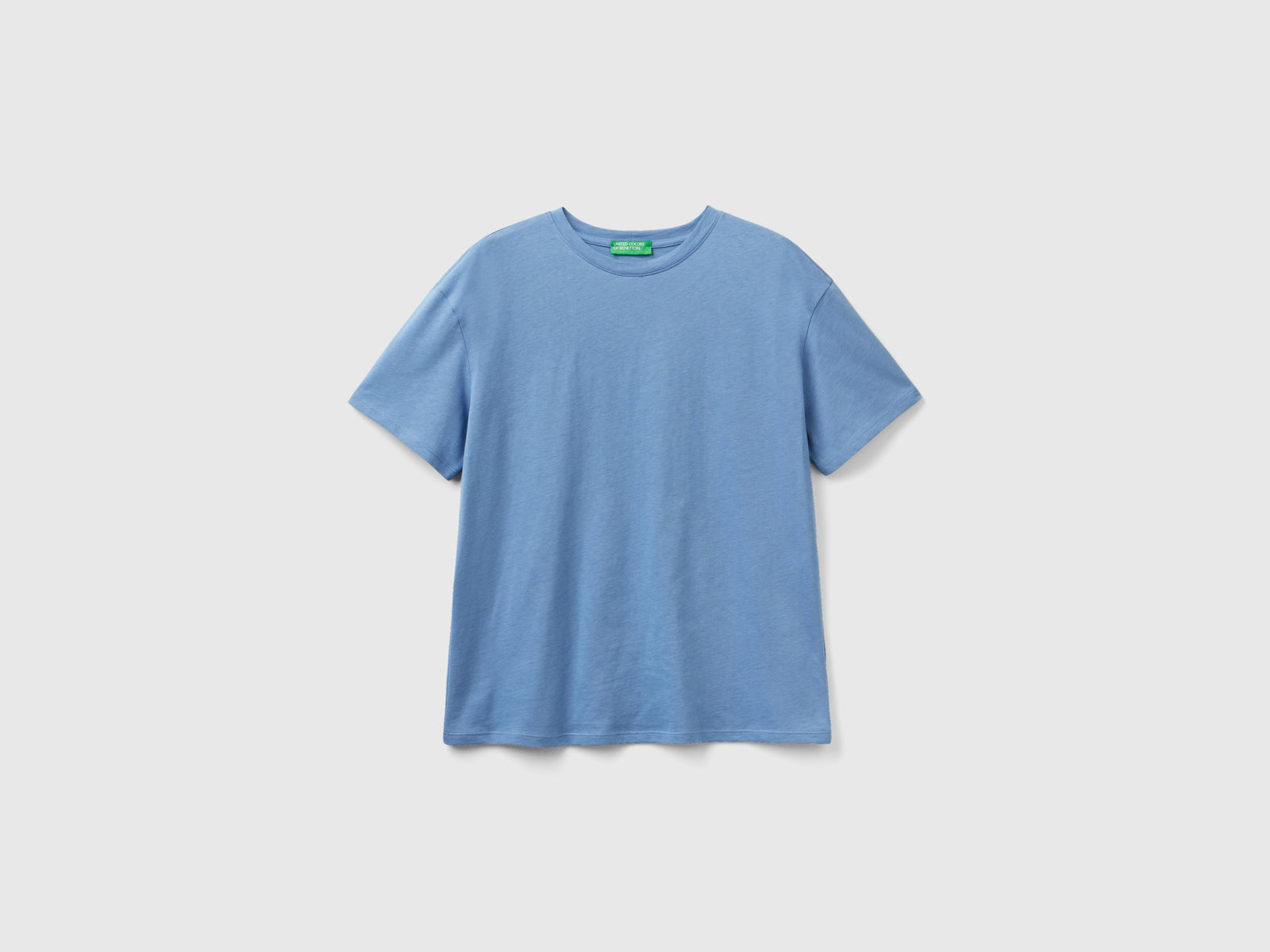 Maglietta manica corta 100% cotone da donna azzurro | Benetton Outlet