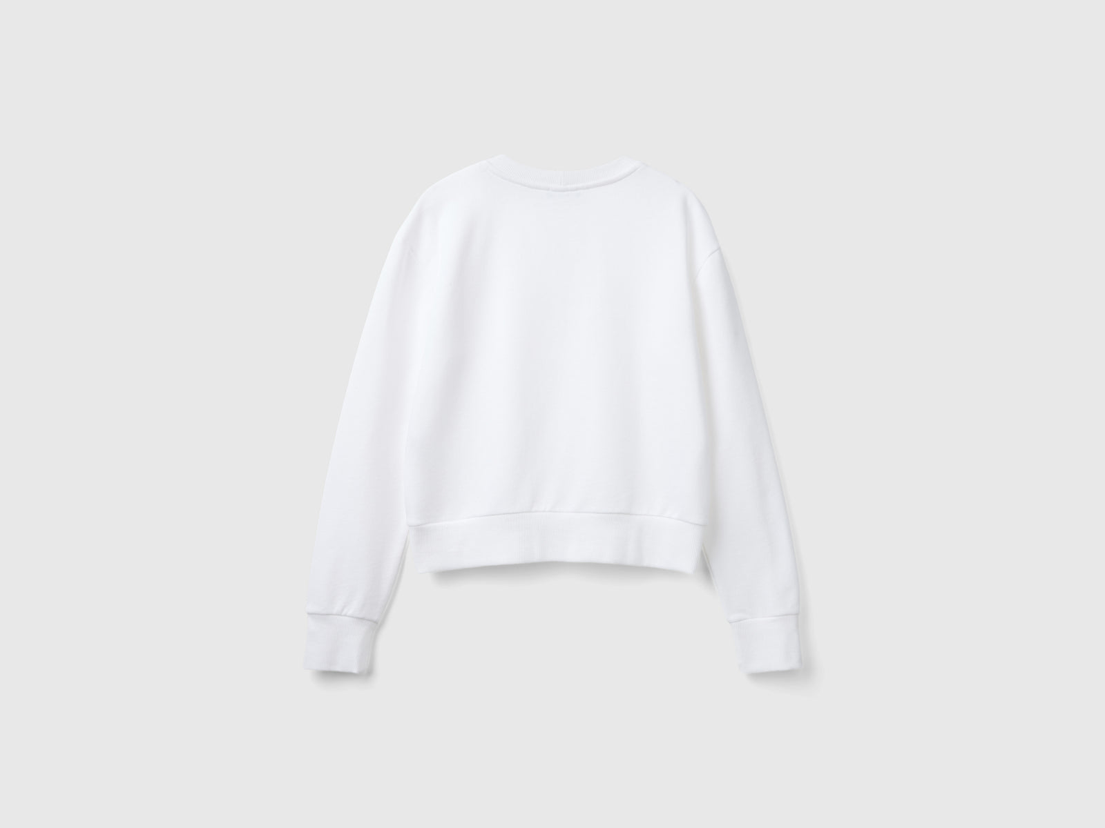 Felpa 100% cotone con stampa logo da donna bianco 2 | Benetton Outlet