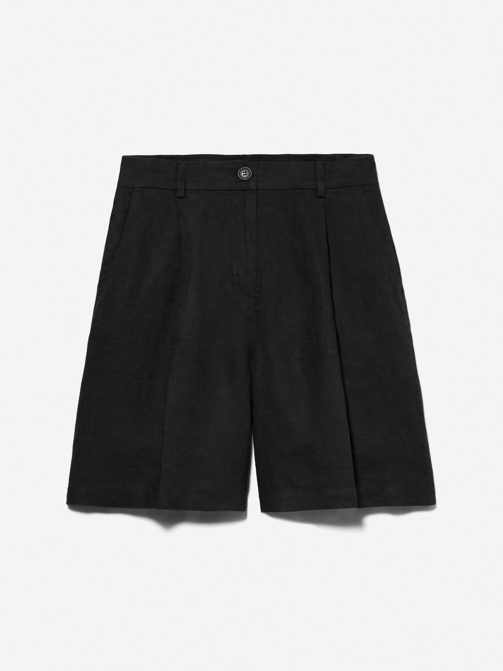 Bermuda in 100% lino da donna nero | Sisley Outlet