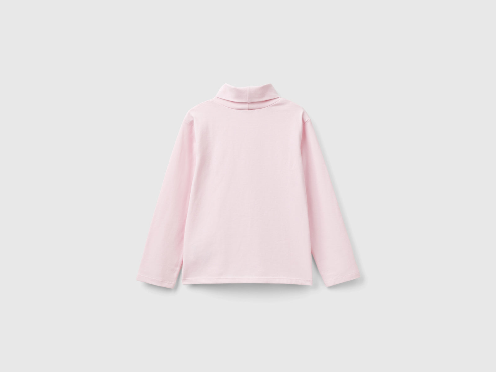T-shirt lupetto in cotone stretch da bimba rosa 2 | Benetton Outlet