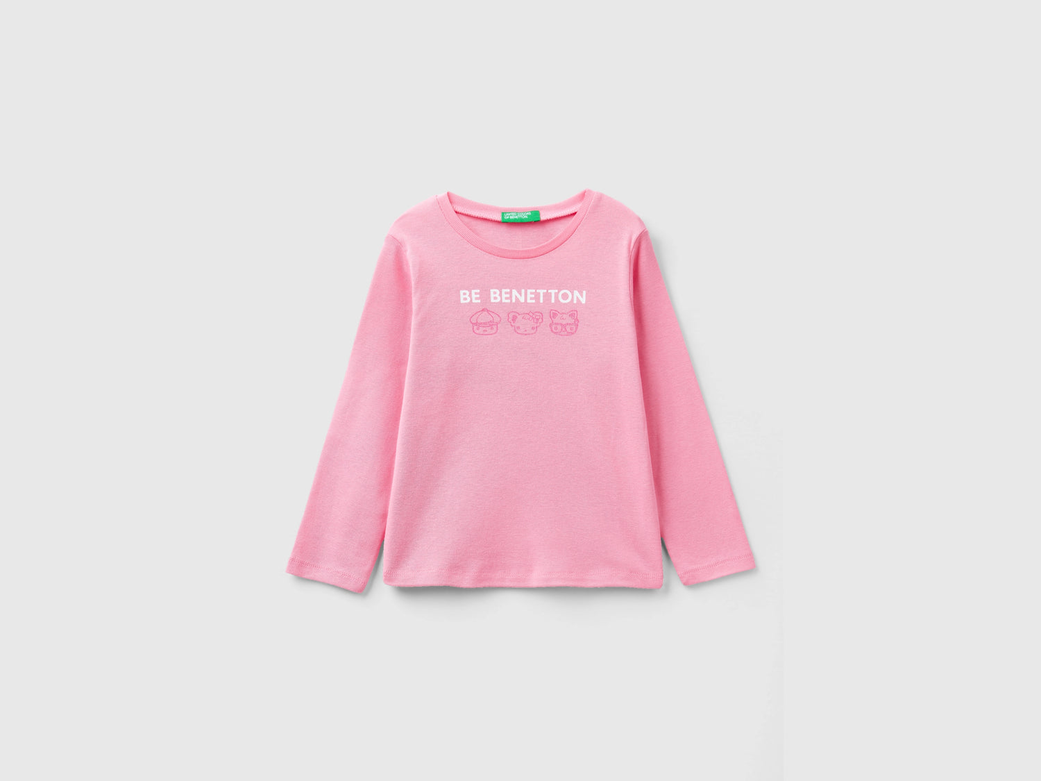 T-shirt manica lunga con stampa glitter da bimba rosa | Benetton Outlet