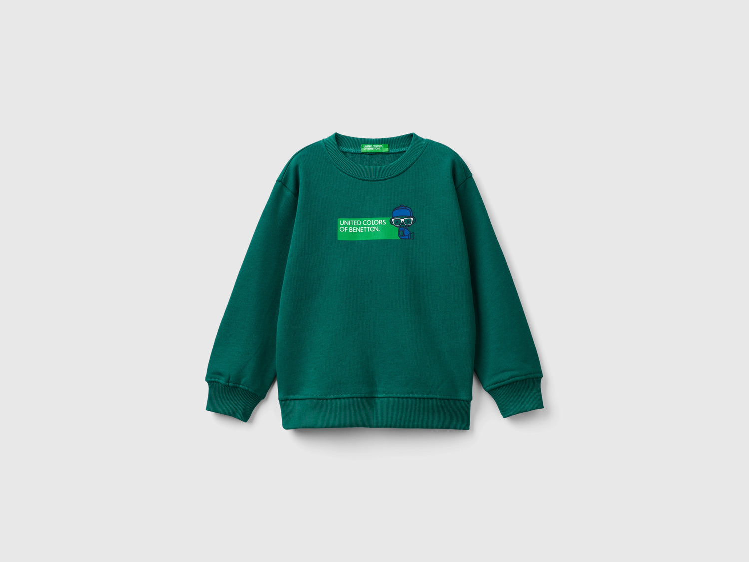 Felpa 100% cotone biologico da bimbo verde scuro | Benetton Outlet