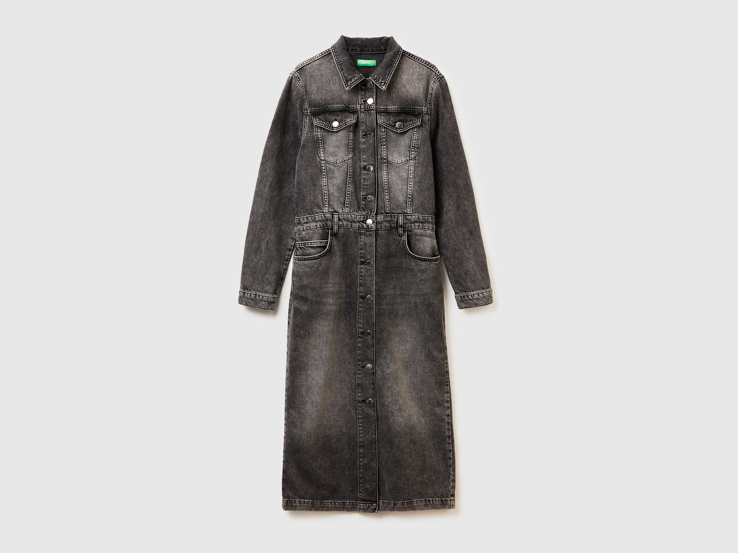 Abito chemisier di jeans da donna nero | Benetton Outlet