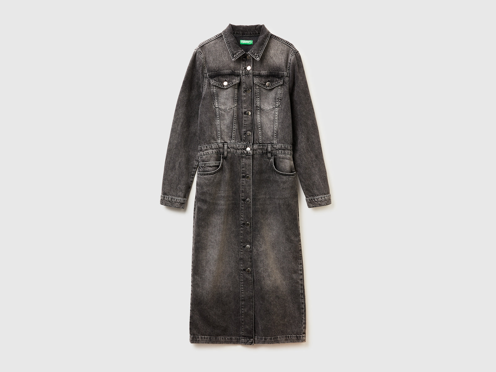 Abito chemisier di jeans da donna nero | Benetton Outlet