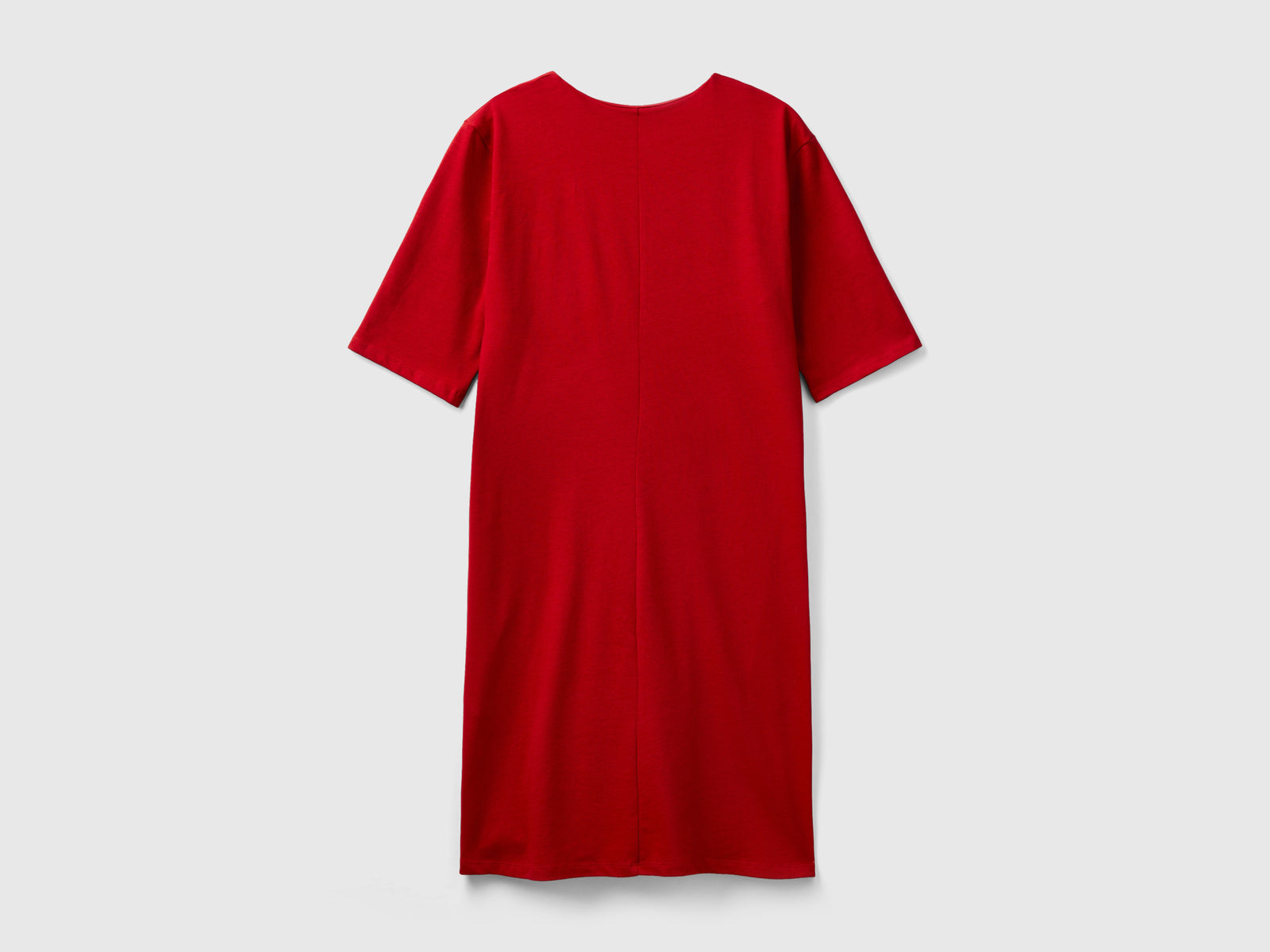 Abito con scollo a V in cotone da donna rosso 2 | Benetton Outlet