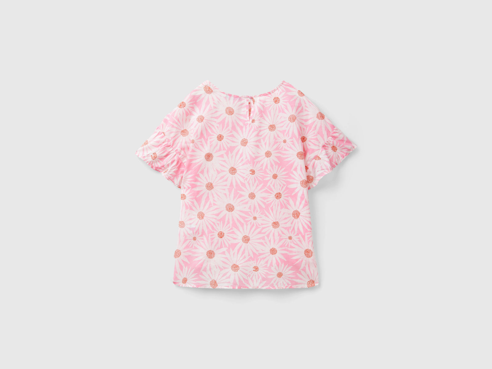 Blusa fantasia in cotone leggero da donna rosa 2 | Benetton Outlet