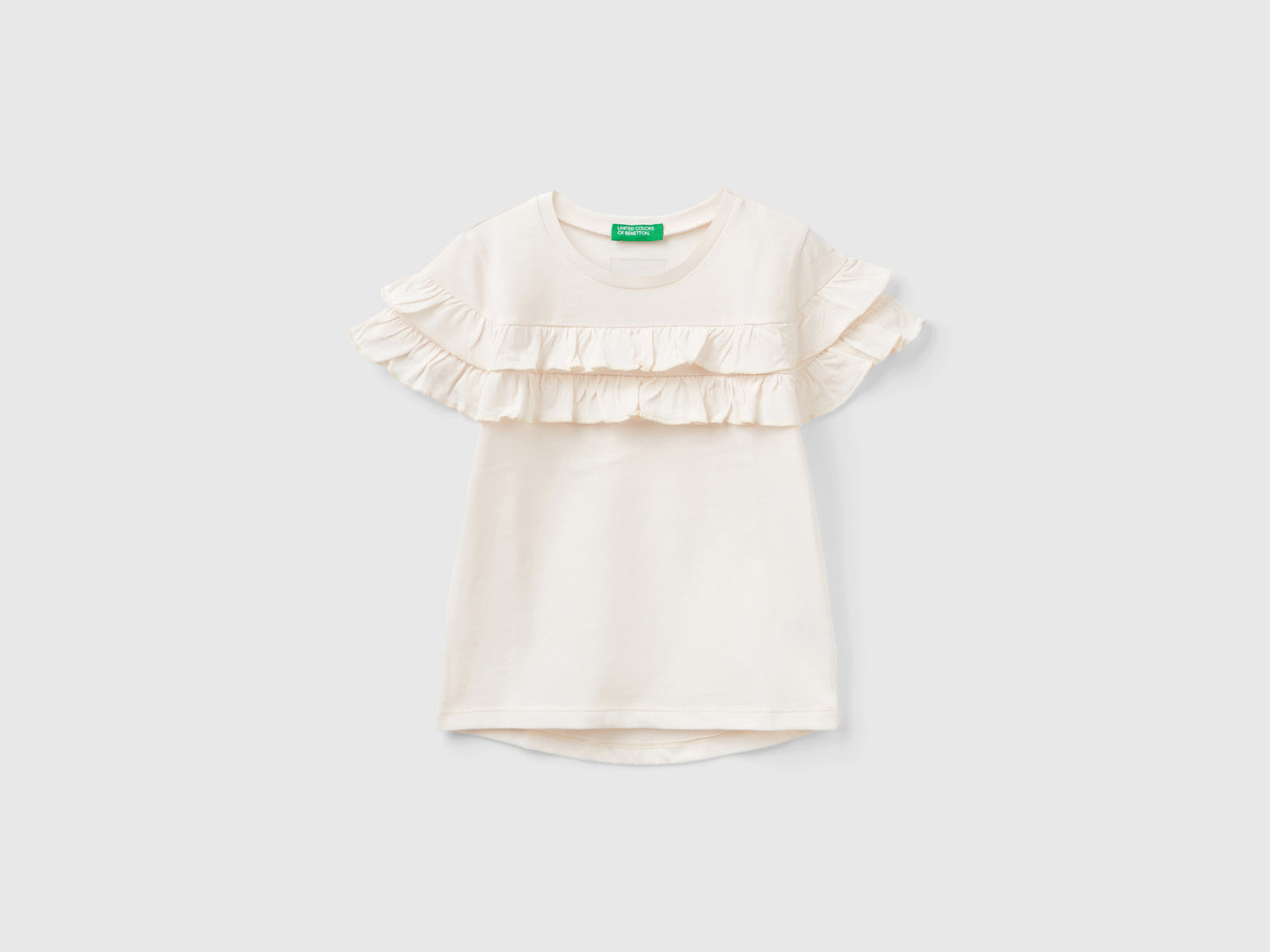 T-shirt con rouches da bimba bianco panna | Benetton Outlet