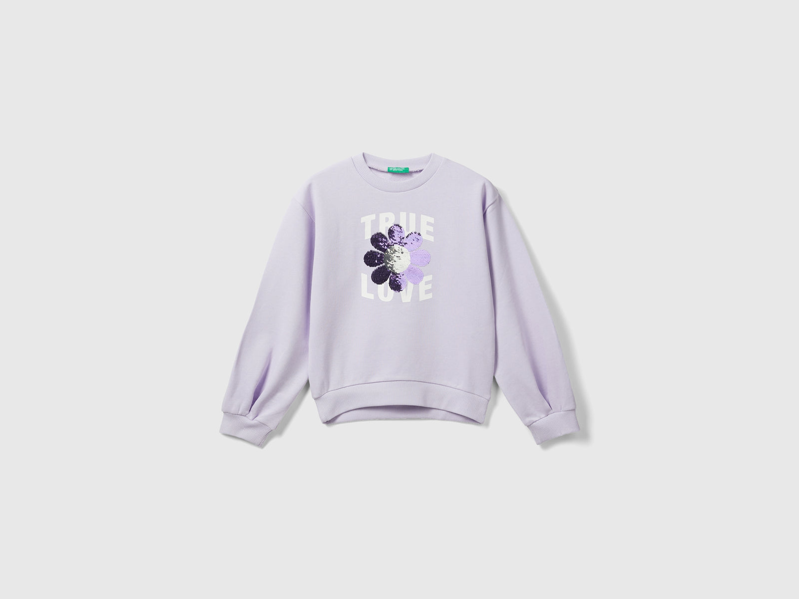 Felpa con paillettes reversibili da bambina lilla | Benetton Outlet