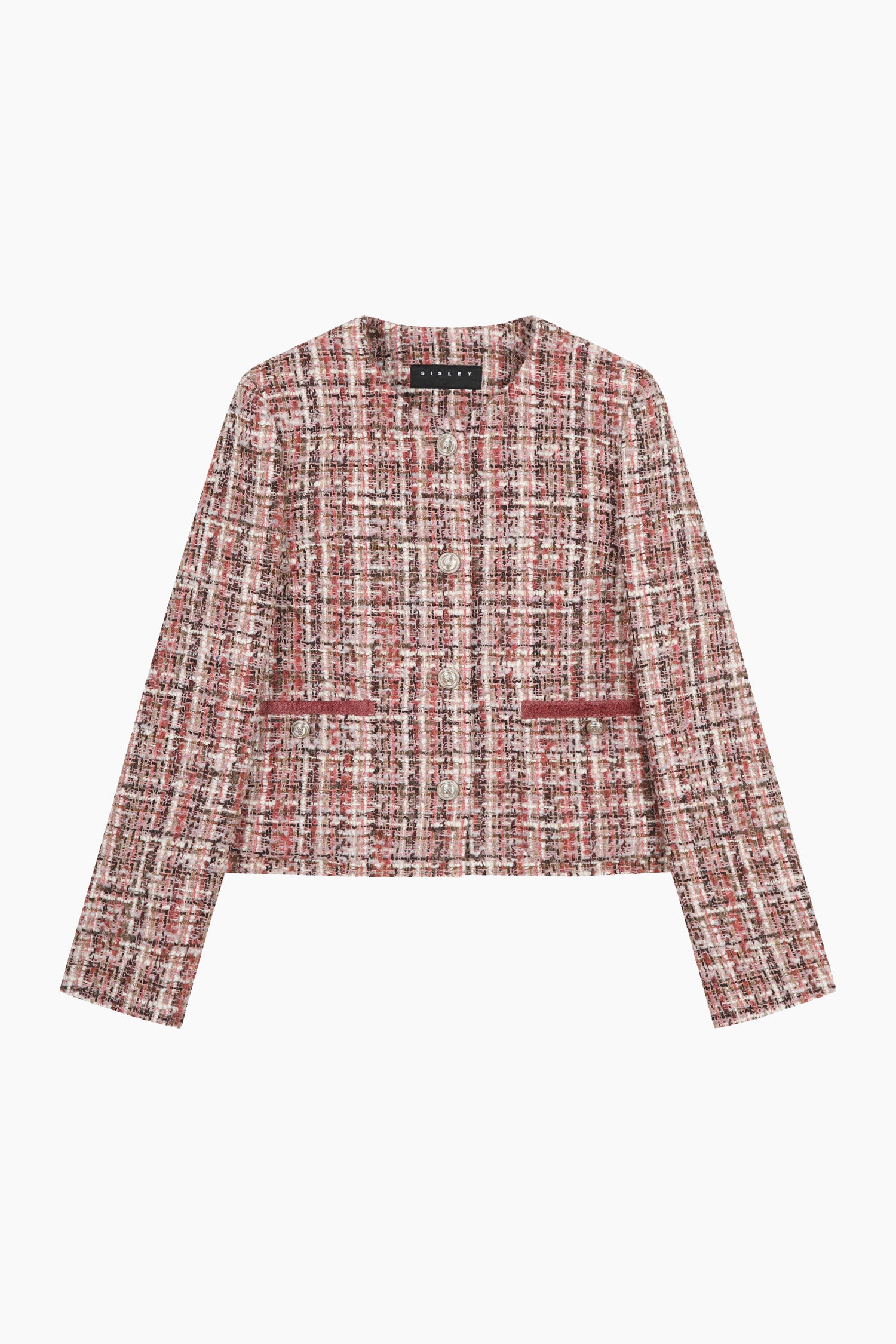 Giacca in tweed con bottoni gioiello da donna rosso | Sisley Outlet