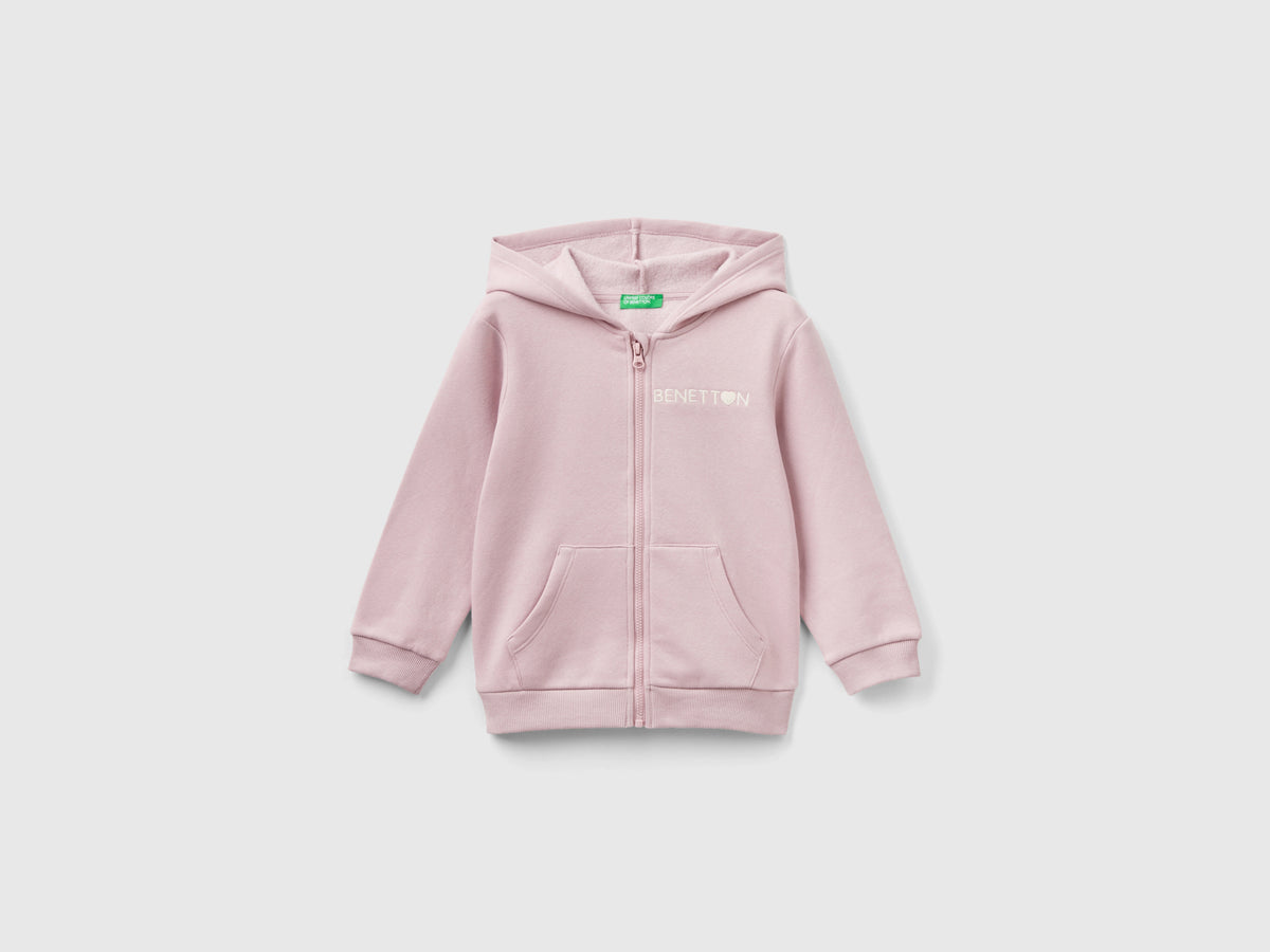 Felpa con zip in misto cotone