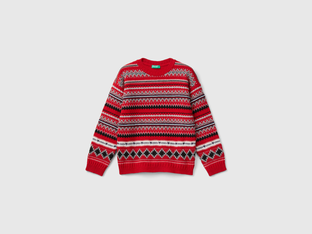 Maglia jacquard in misto lana
