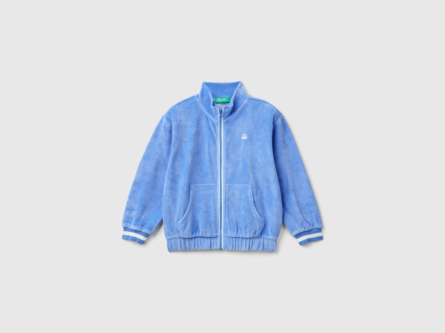 Felpa in ciniglia con zip da bimba pervinca | Benetton Outlet