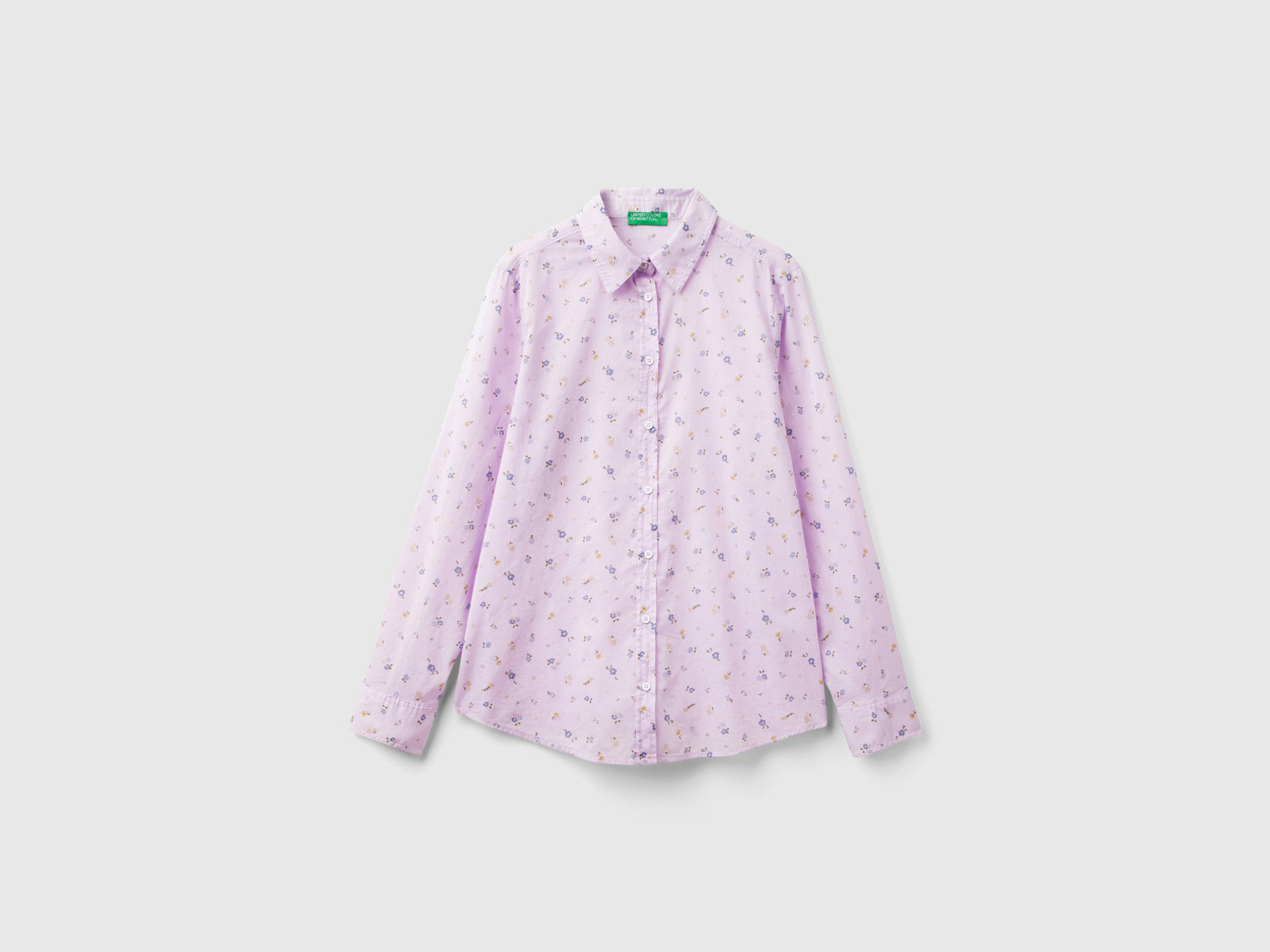 Camicia fantasia 100% cotone da donna lilla | Benetton Outlet