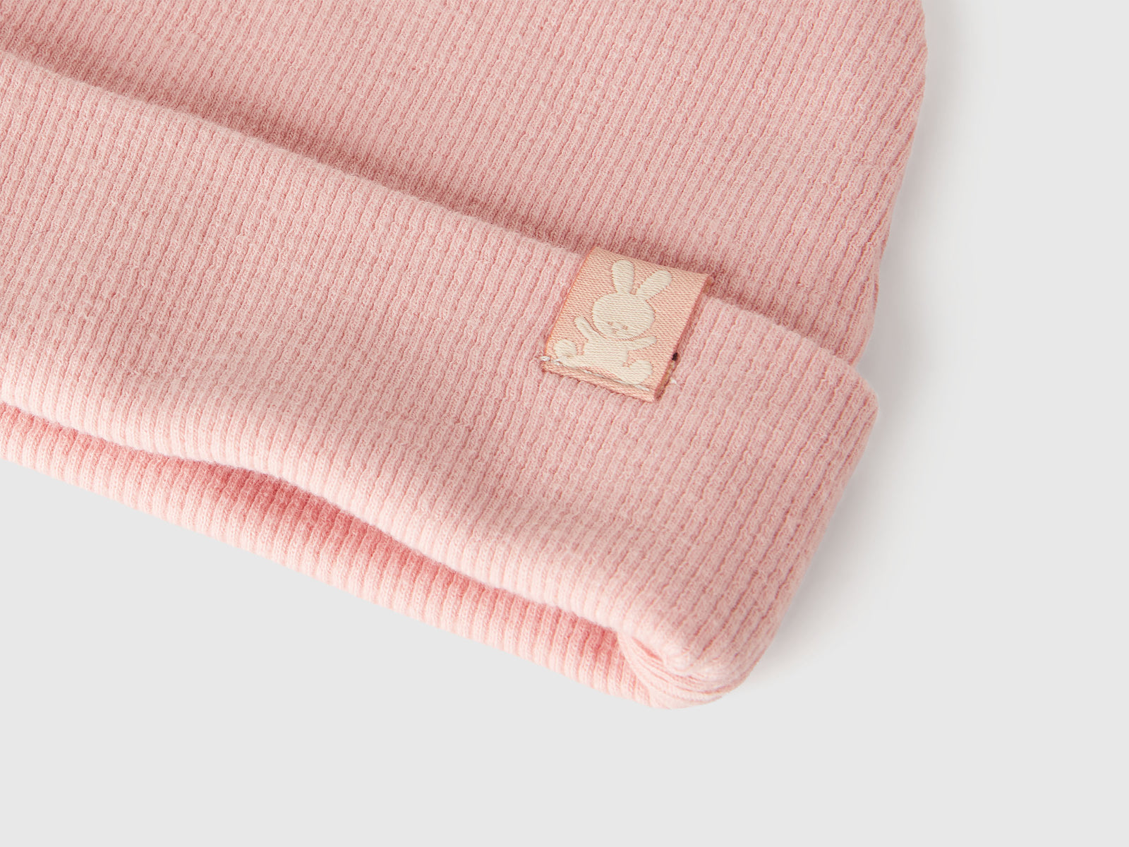 Cappellino in cotone stretch da neonato rosa tenue 3 | Benetton Outlet