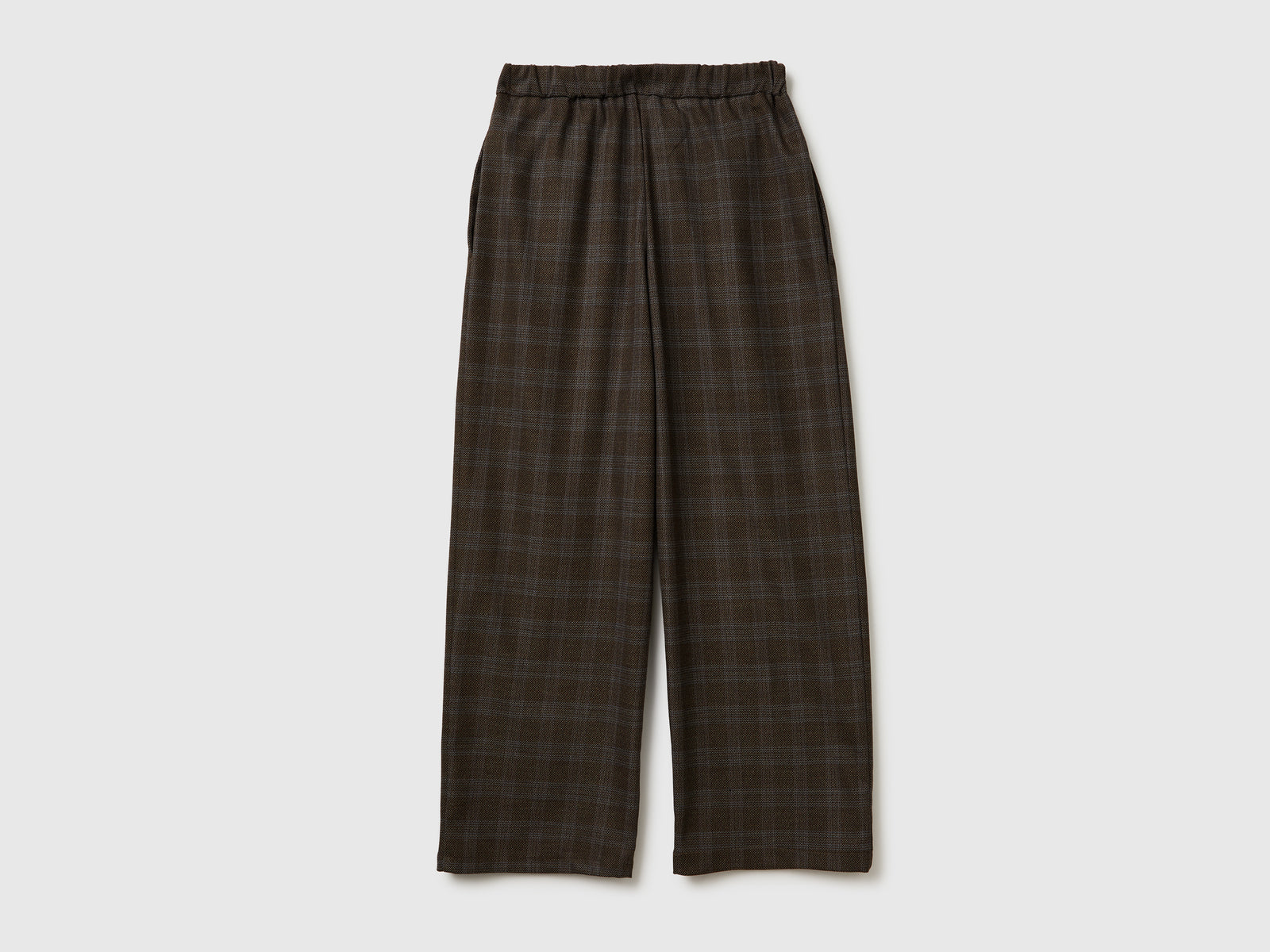 Pantaloni a quadri in misto viscosa da donna marrone 2 | Benetton Outlet