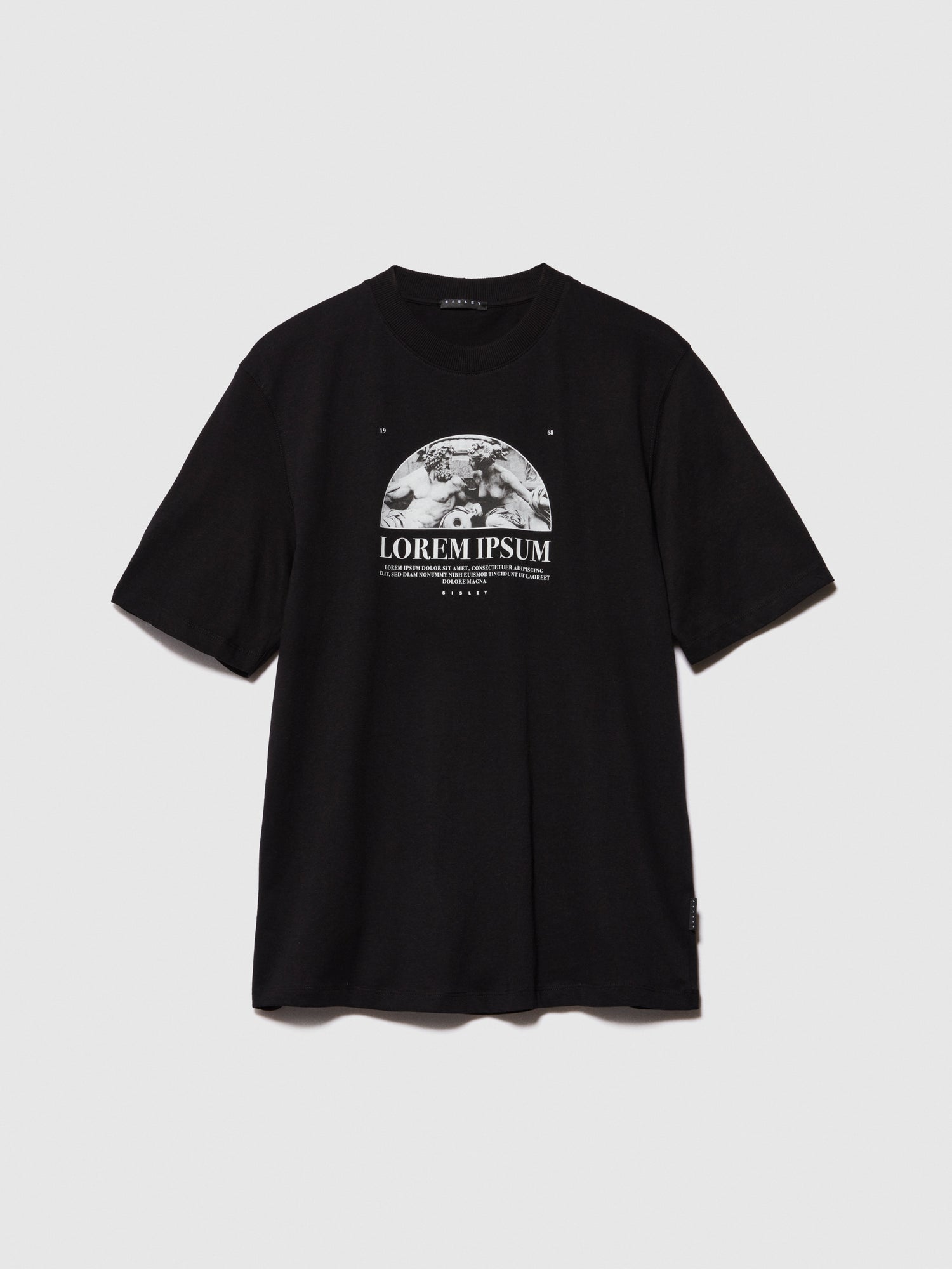 T-shirt regular fit con stampa da uomo nero | Sisley Outlet