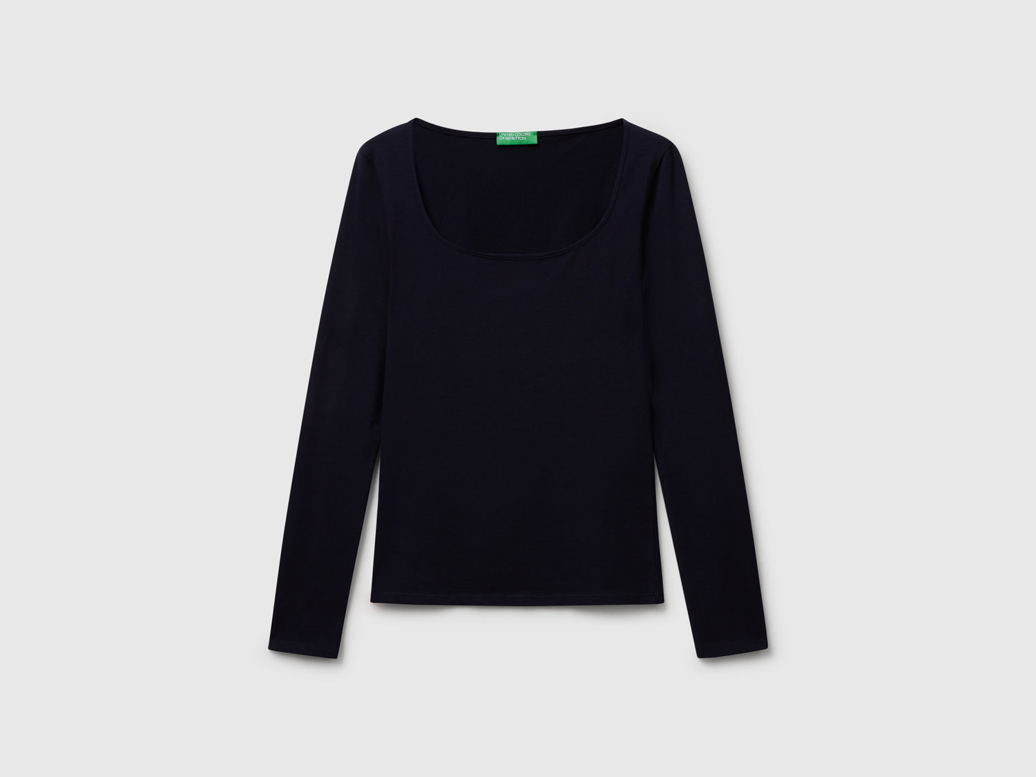 T-shirt con scollo ampio da donna blu scuro | Benetton Outlet