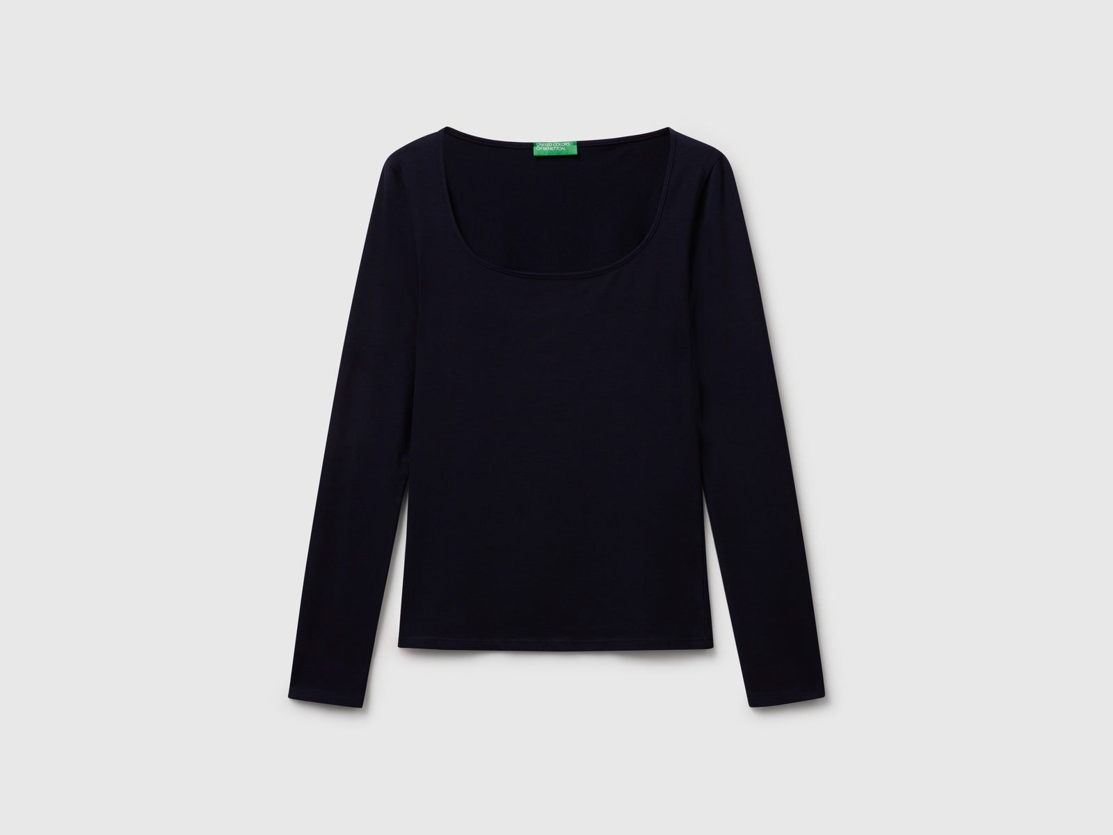 T-shirt con scollo ampio da donna blu scuro | Benetton Outlet
