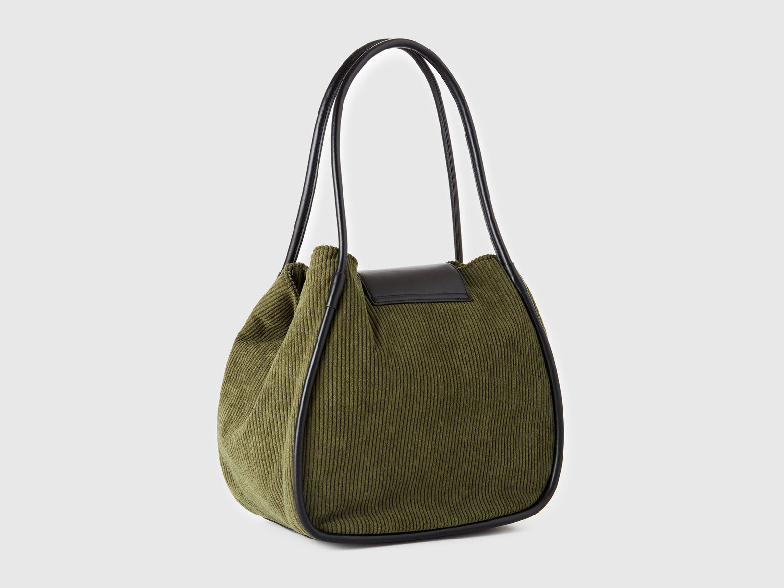 Tote bag in velluto da donna verde militare 2 | Benetton Outlet