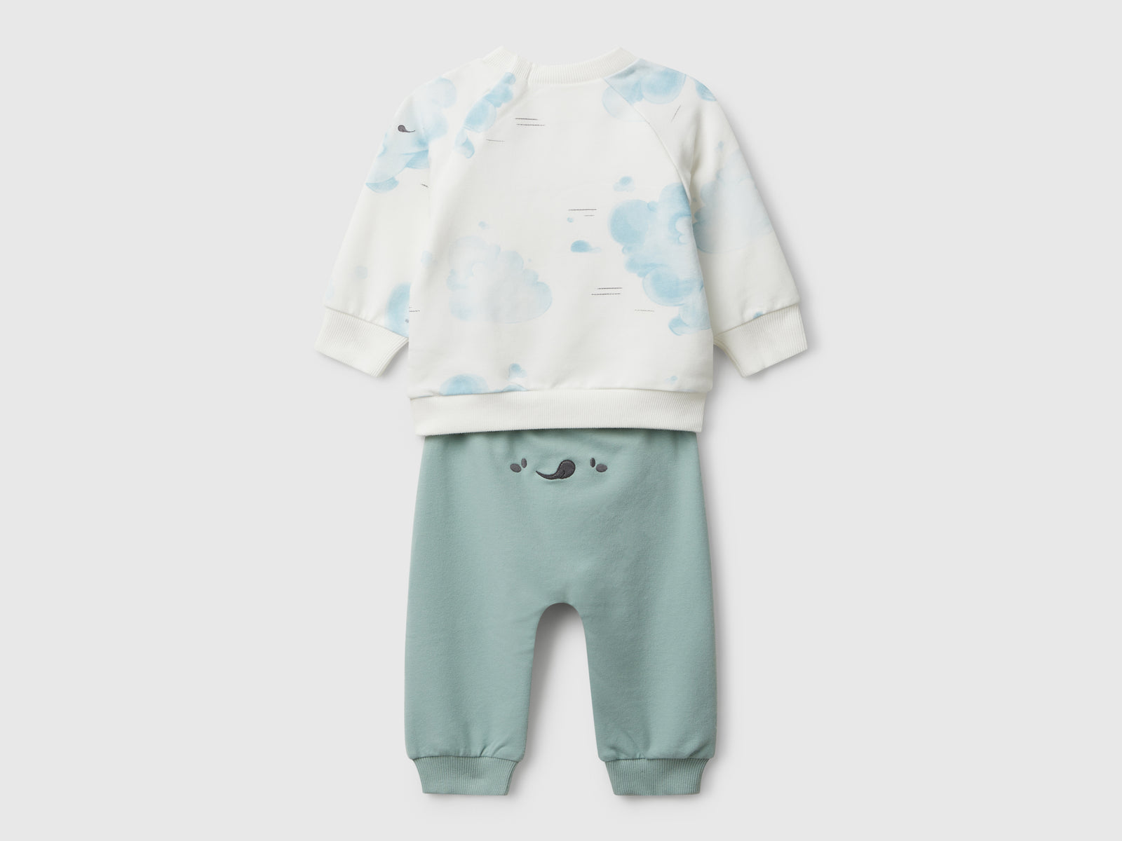 Completino in felpa con stampa da neonato celeste 2 | Benetton Outlet