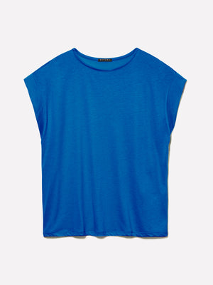 T-shirt blu con maniche a kimono