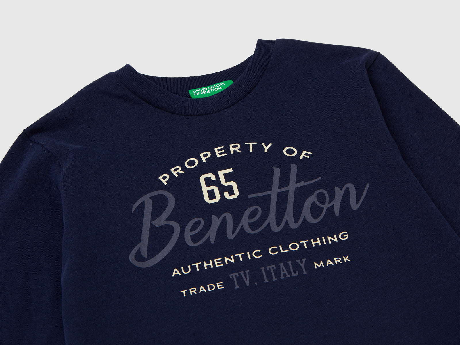 Maglietta girocollo in caldo cotone da bimbo blu scuro 3 | Benetton Outlet