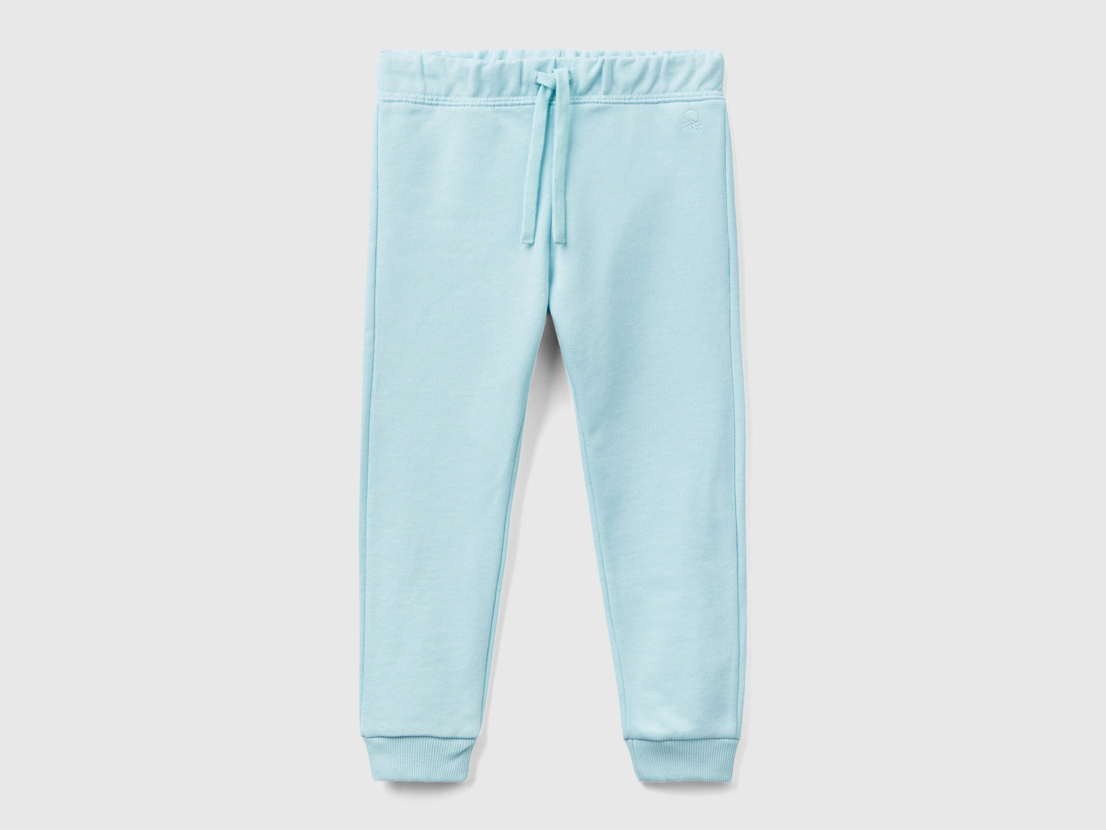 Pantaloni in felpa di cotone bio da bimba azzurro | Benetton Outlet