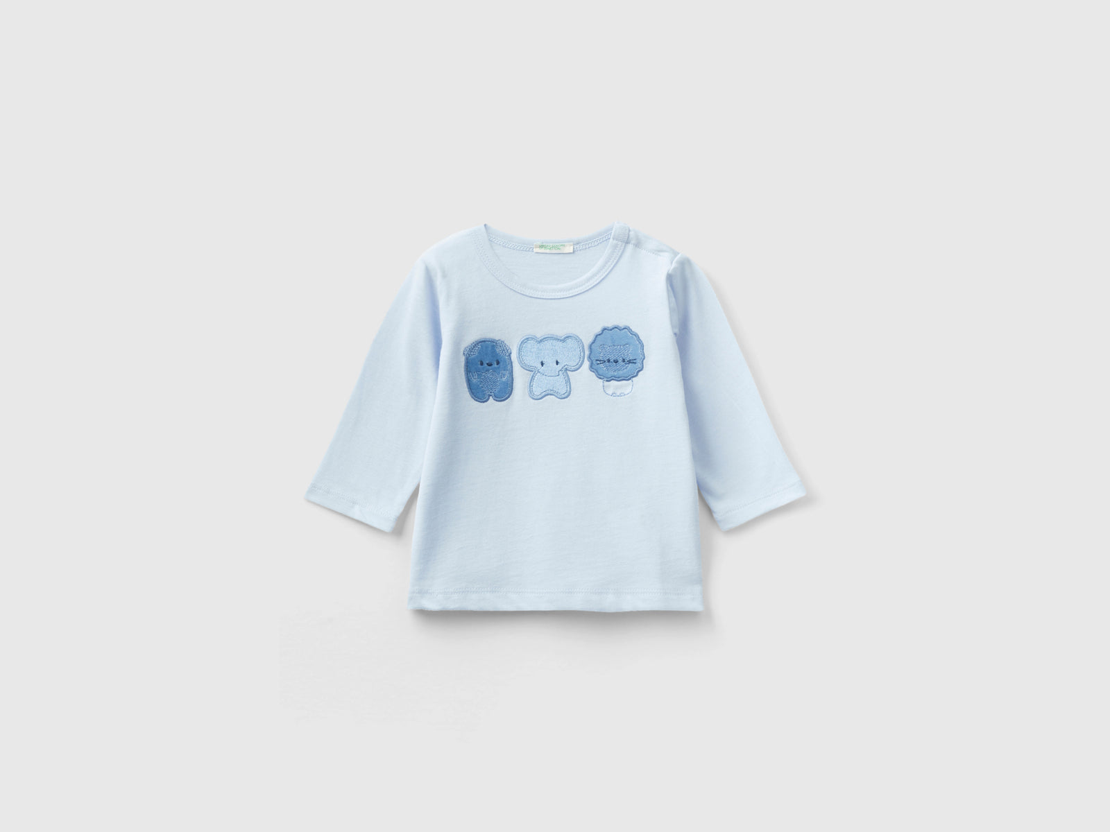 Maglietta con stampa animaletti da neonato celeste | Benetton Outlet