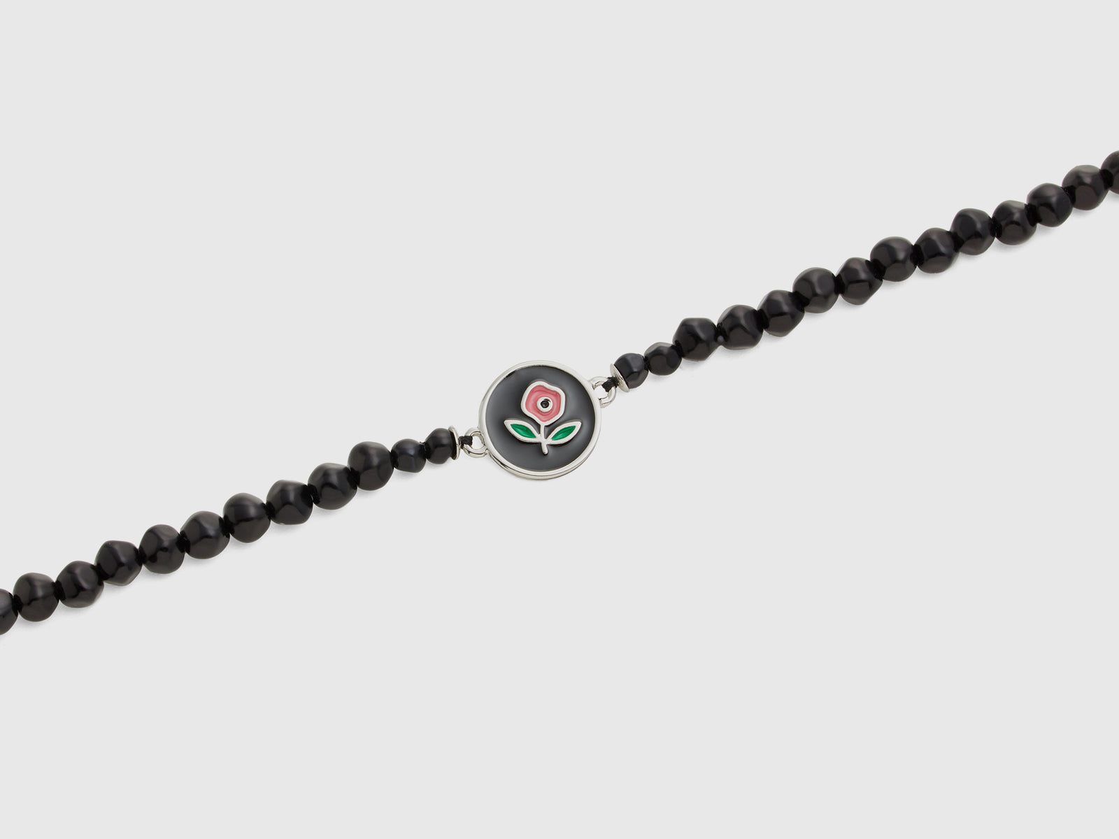 Collana di perle con fiore rosa da donna nero 2 | Benetton Outlet