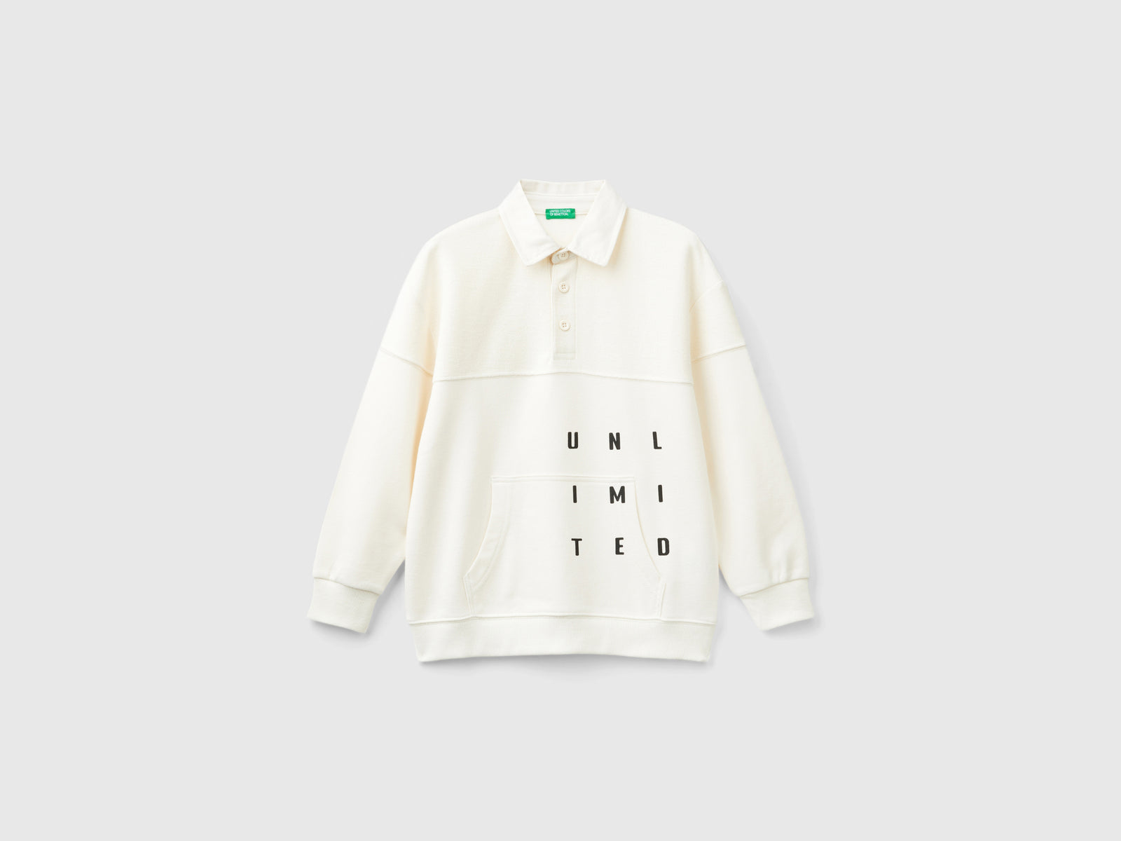 Felpa con colletto da bambino bianco panna | Benetton Outlet