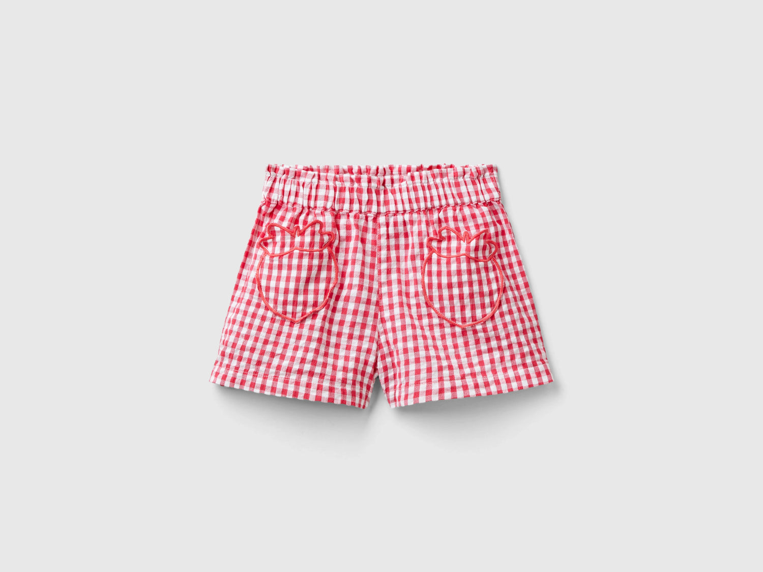 Bermuda vichy con tasche frutta da bimba rosso | Benetton Outlet