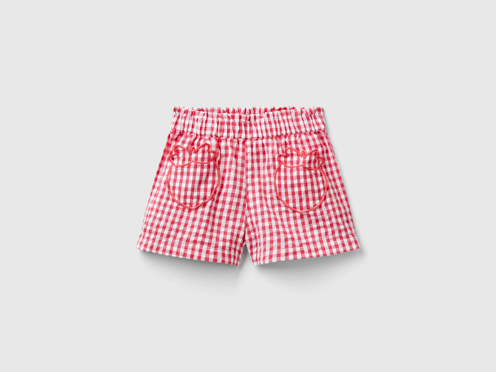 Bermuda vichy con tasche frutta da bimba rosso | Benetton Outlet