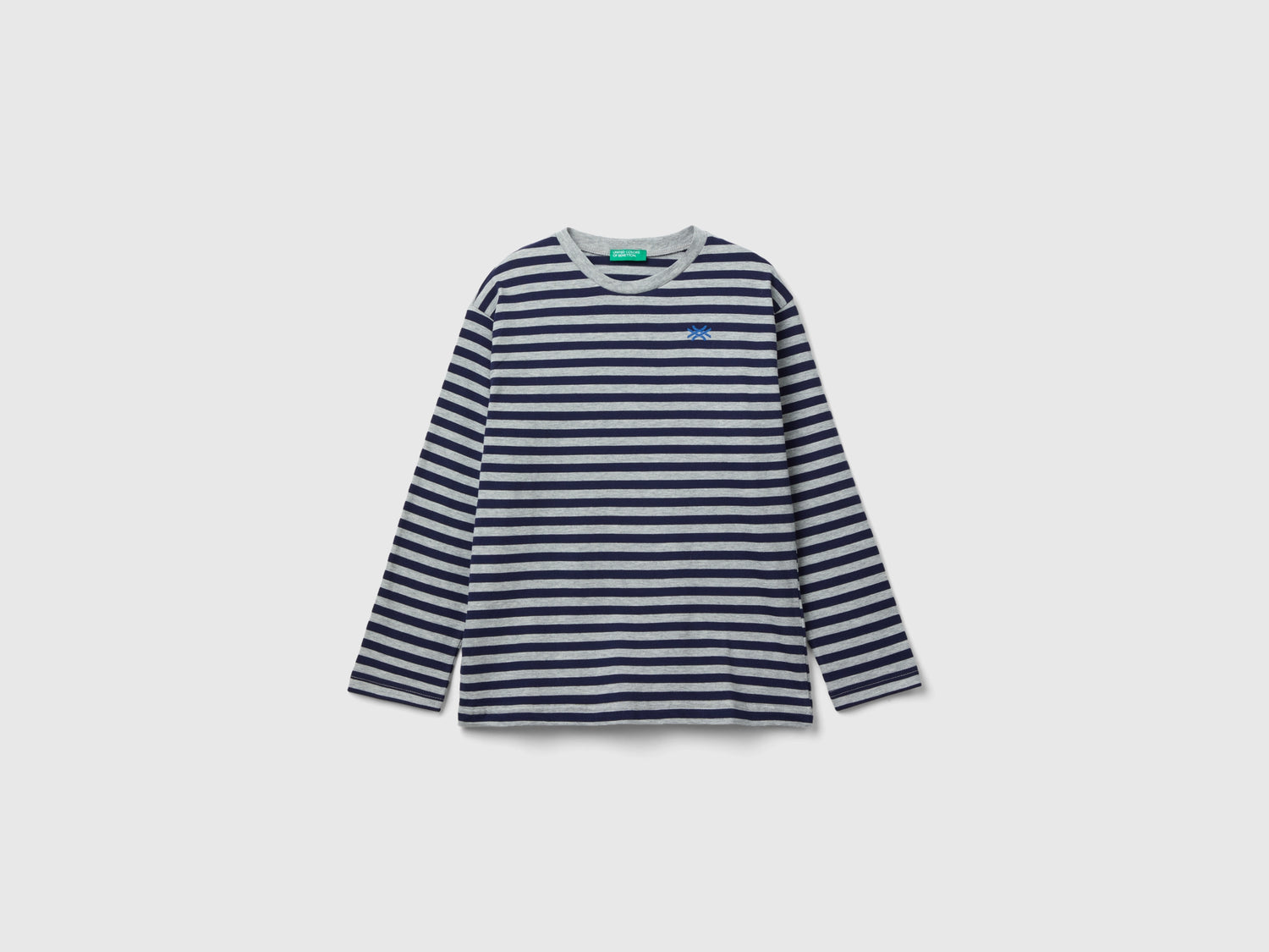T-shirt a righe 100% cotone da bambino grigio | Benetton Outlet