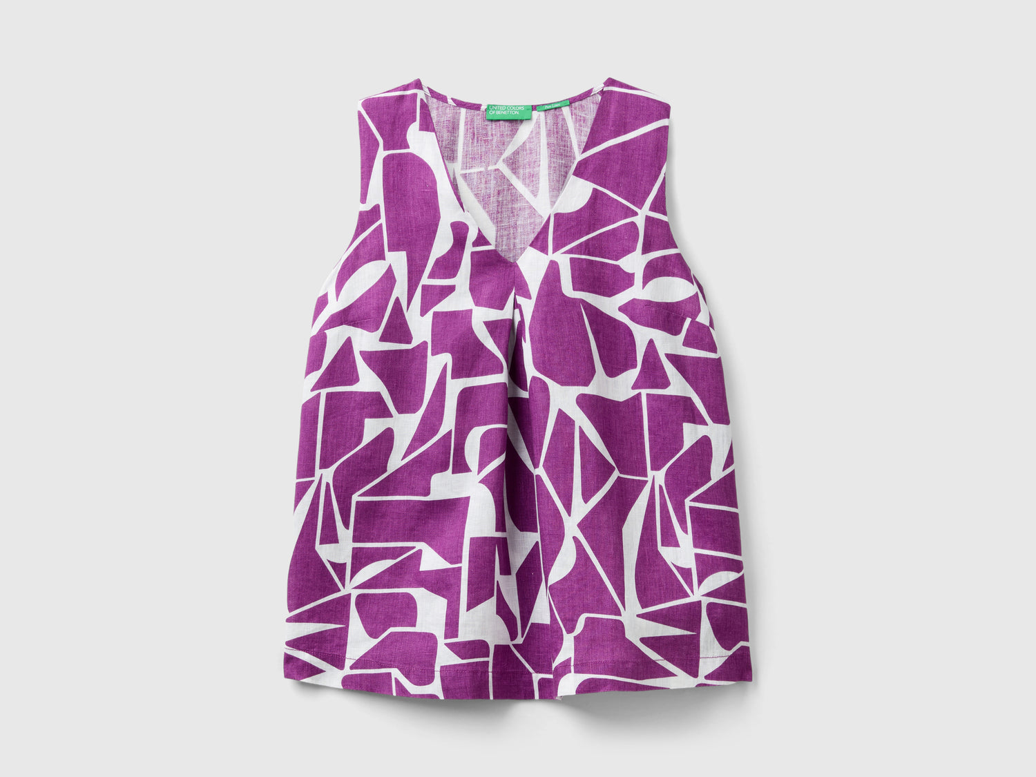 Blusa in lino stampato da donna viola | Benetton Outlet