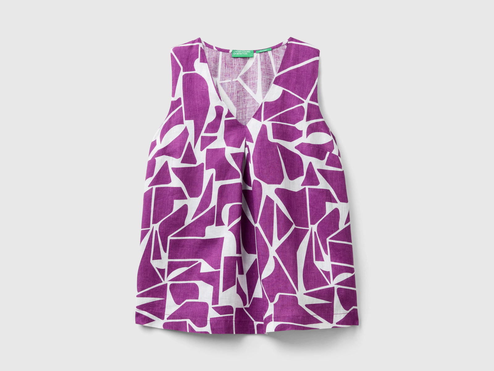 Blusa in lino stampato da donna viola | Benetton Outlet