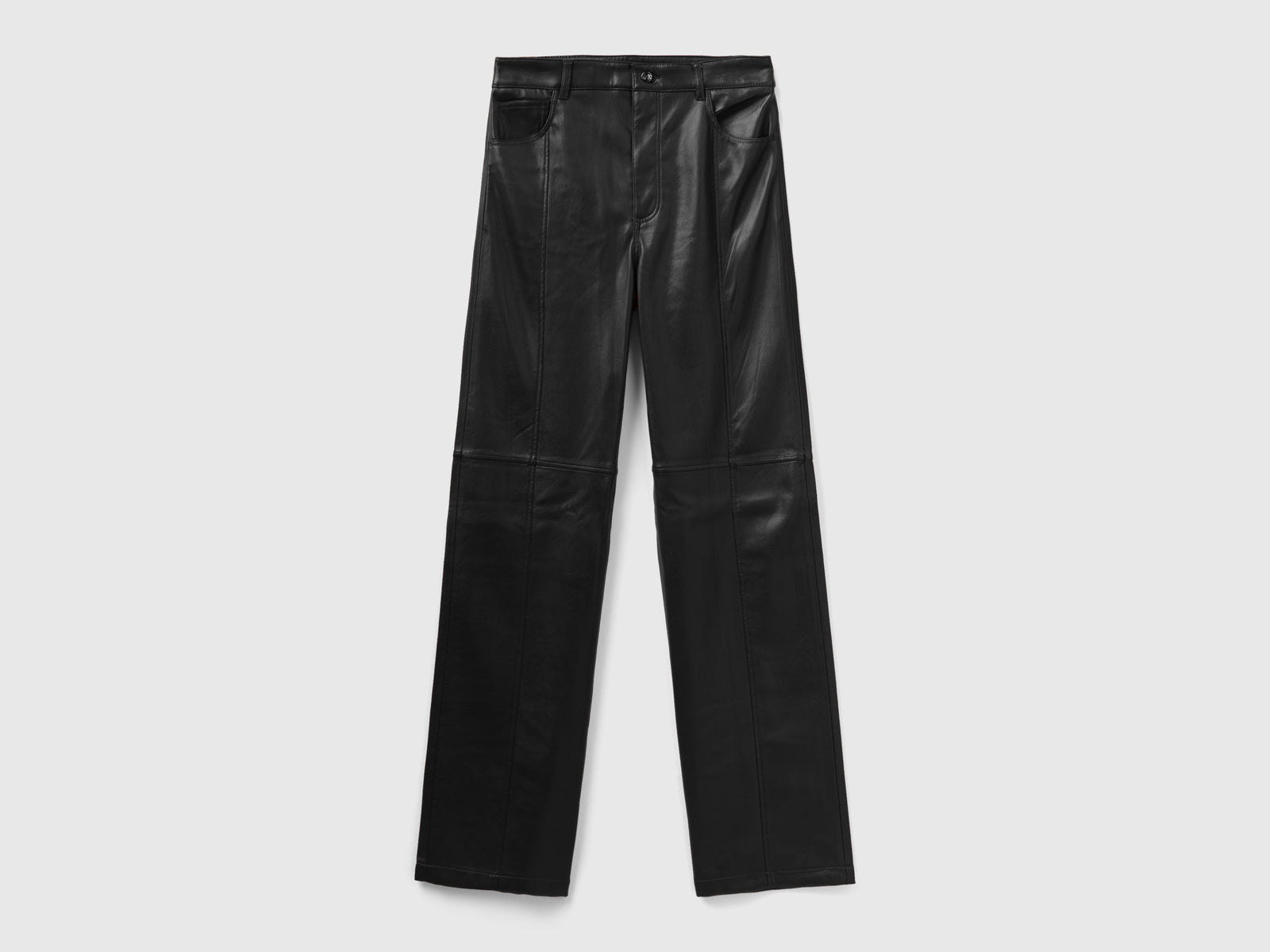 Pantaloni in tessuto spalmato da donna nero | Benetton Outlet