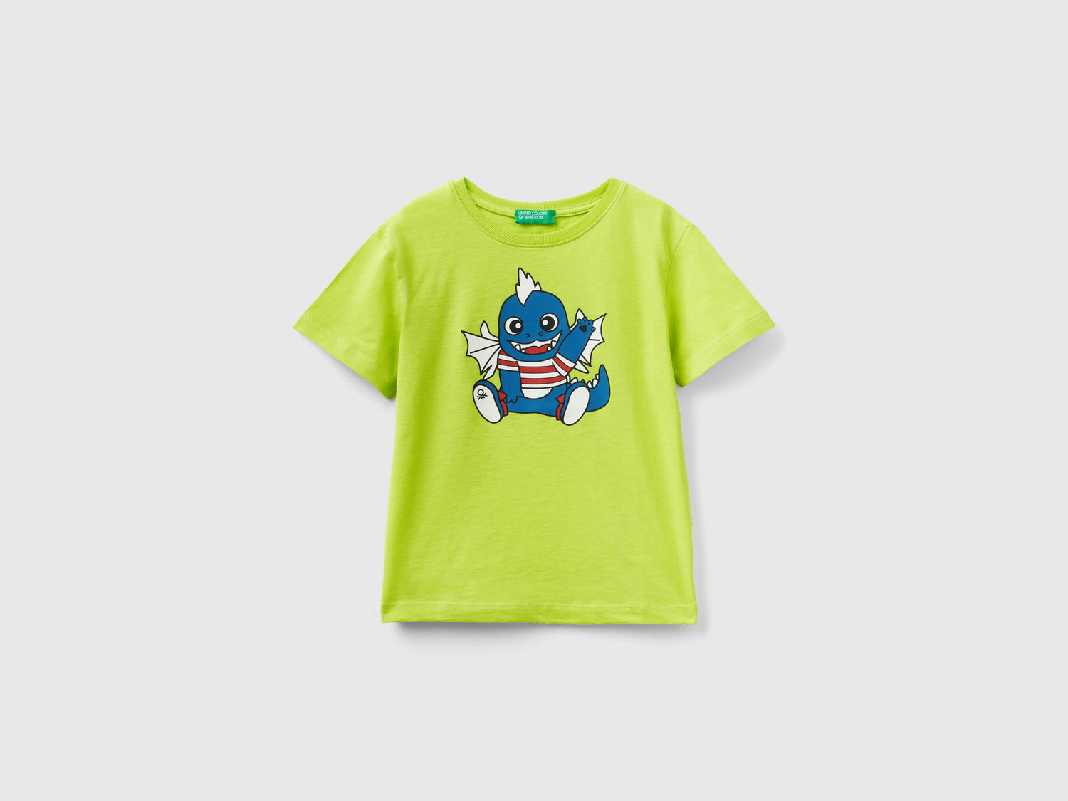 Maglietta con stampa animaletti da bimbo lime | Benetton Outlet