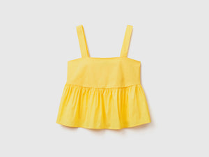 Top a canotta in misto cotone elasticizzato con balza arricciata