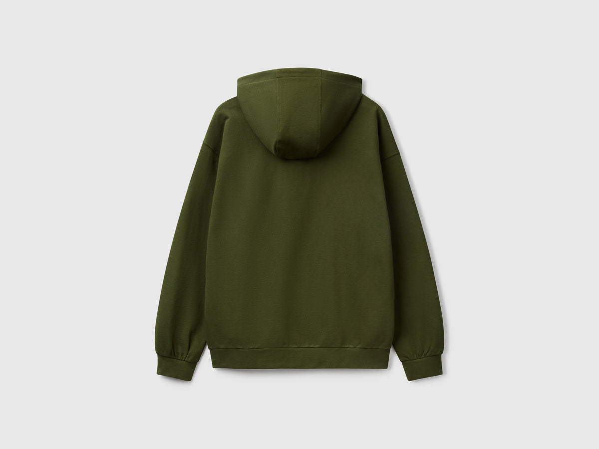 Felpa in cotone con zip e cappuccio