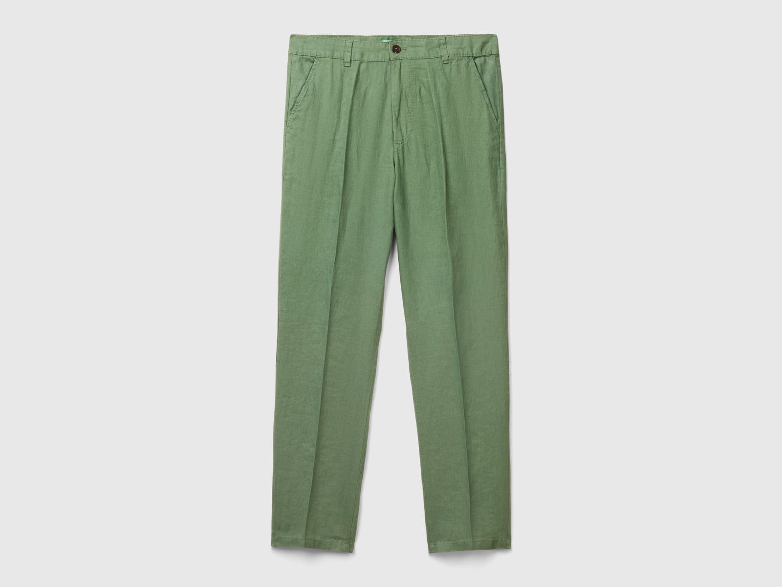 Chino in puro lino da uomo verde | Benetton Outlet