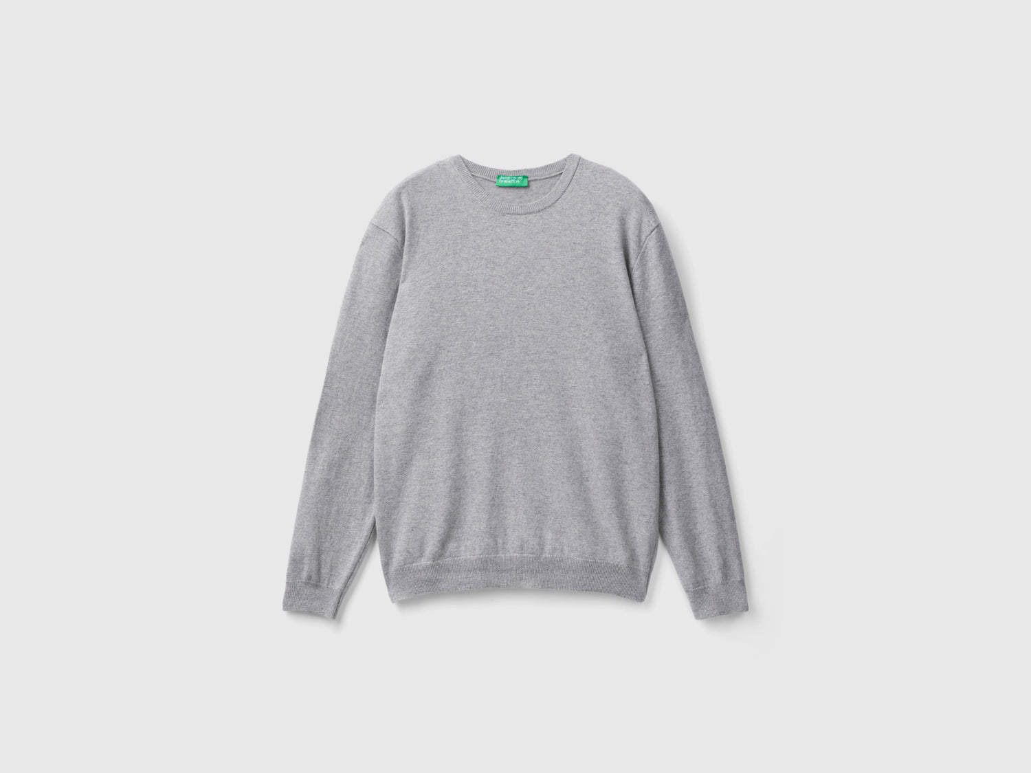 Maglia girocolloo mélange in pura lana Merino da uomo grigio chiaro | Benetton Outlet