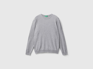 Maglia girocolloo mélange in pura lana Merino