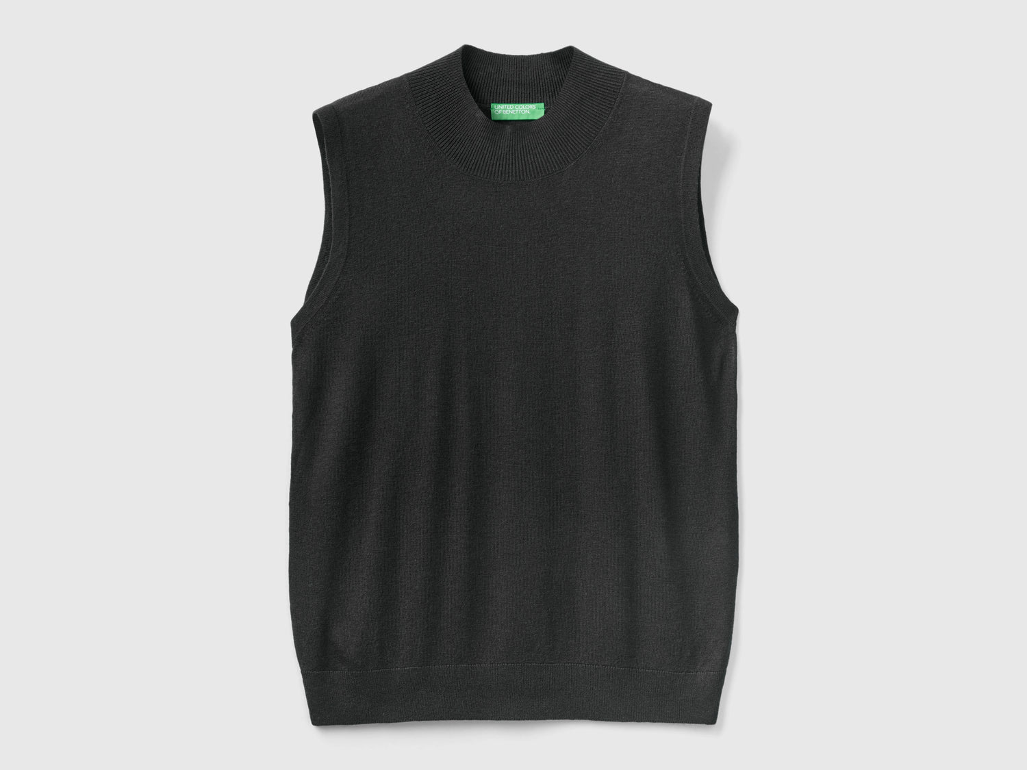 Maglia smanicata in misto viscosa da donna nero | Benetton Outlet